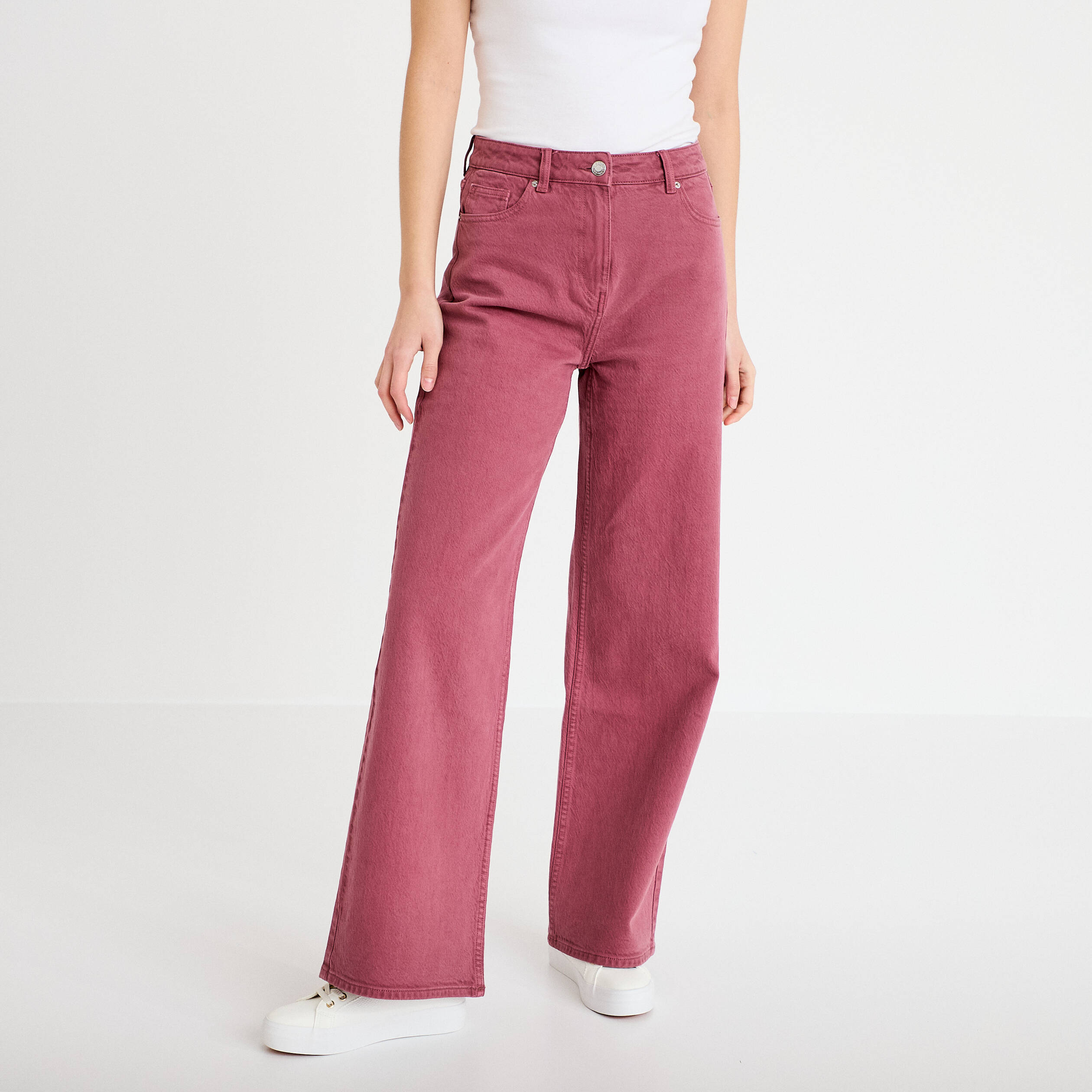 Pantalon Droit Femme Taille Haute - Taille 28W - Couleur Raisin Poussiéreux - Coton/élasthanne - Neuf Sans étiquettes