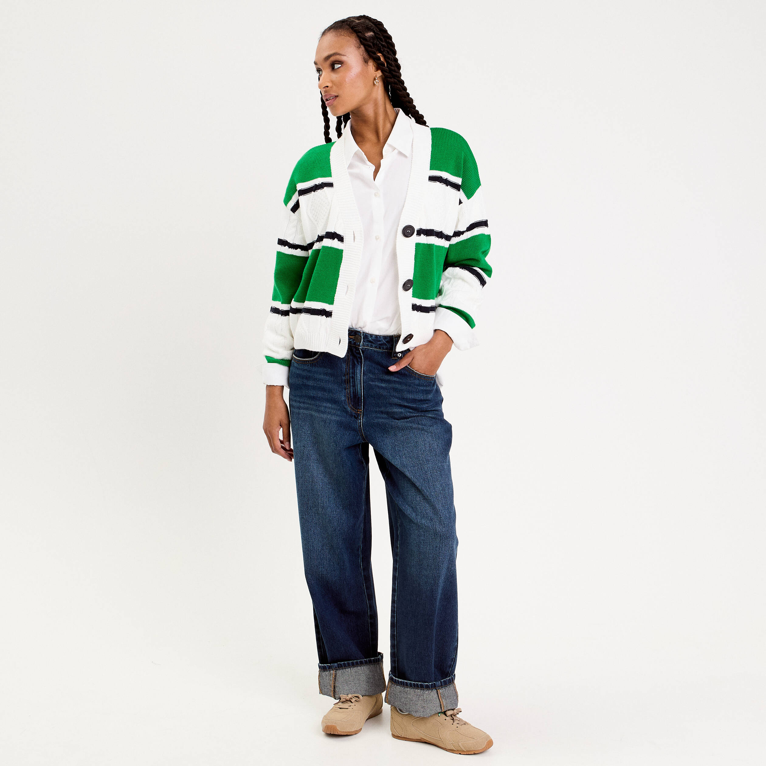 Gilet manches longues vert femme