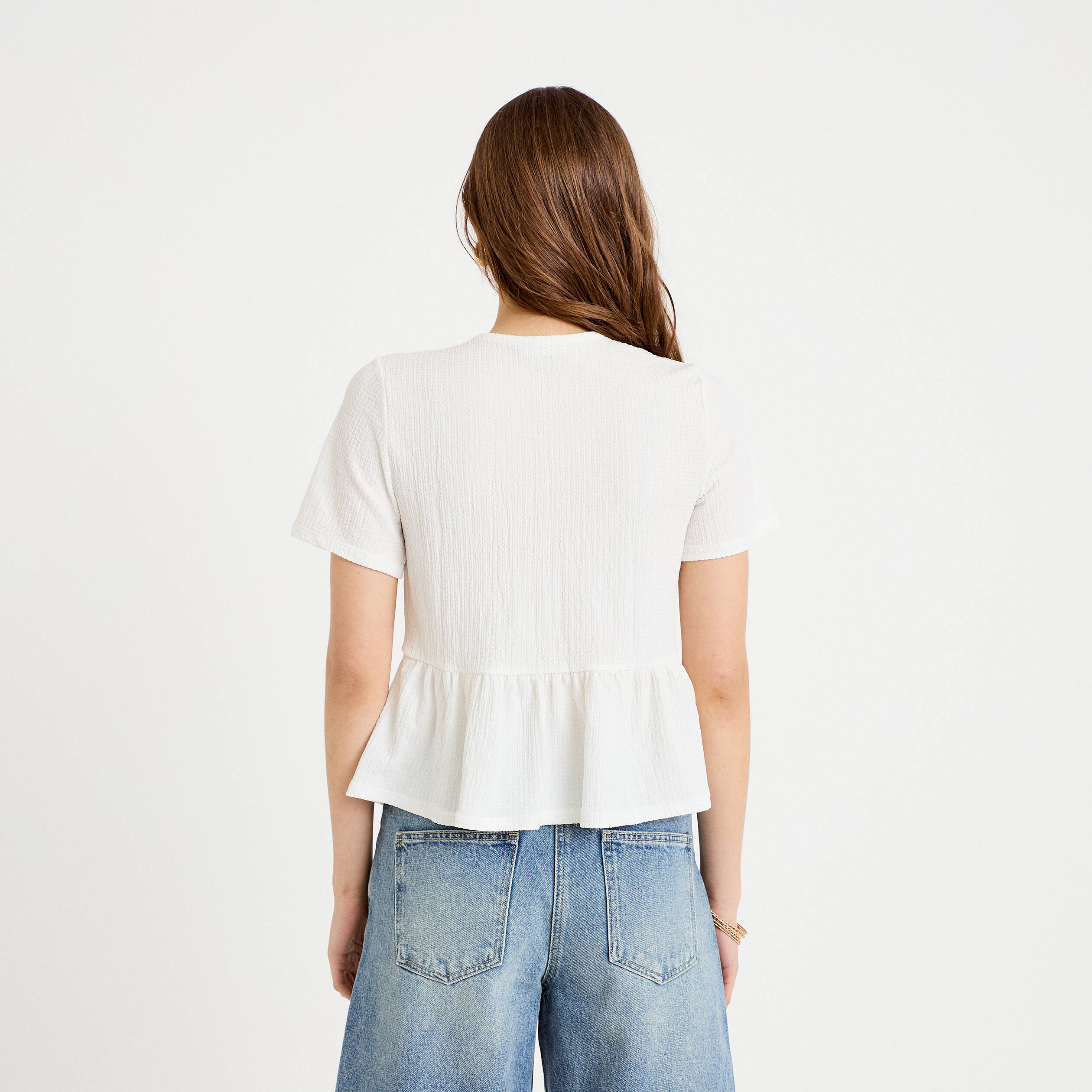 Blouse brod&eacute;e ecru femme