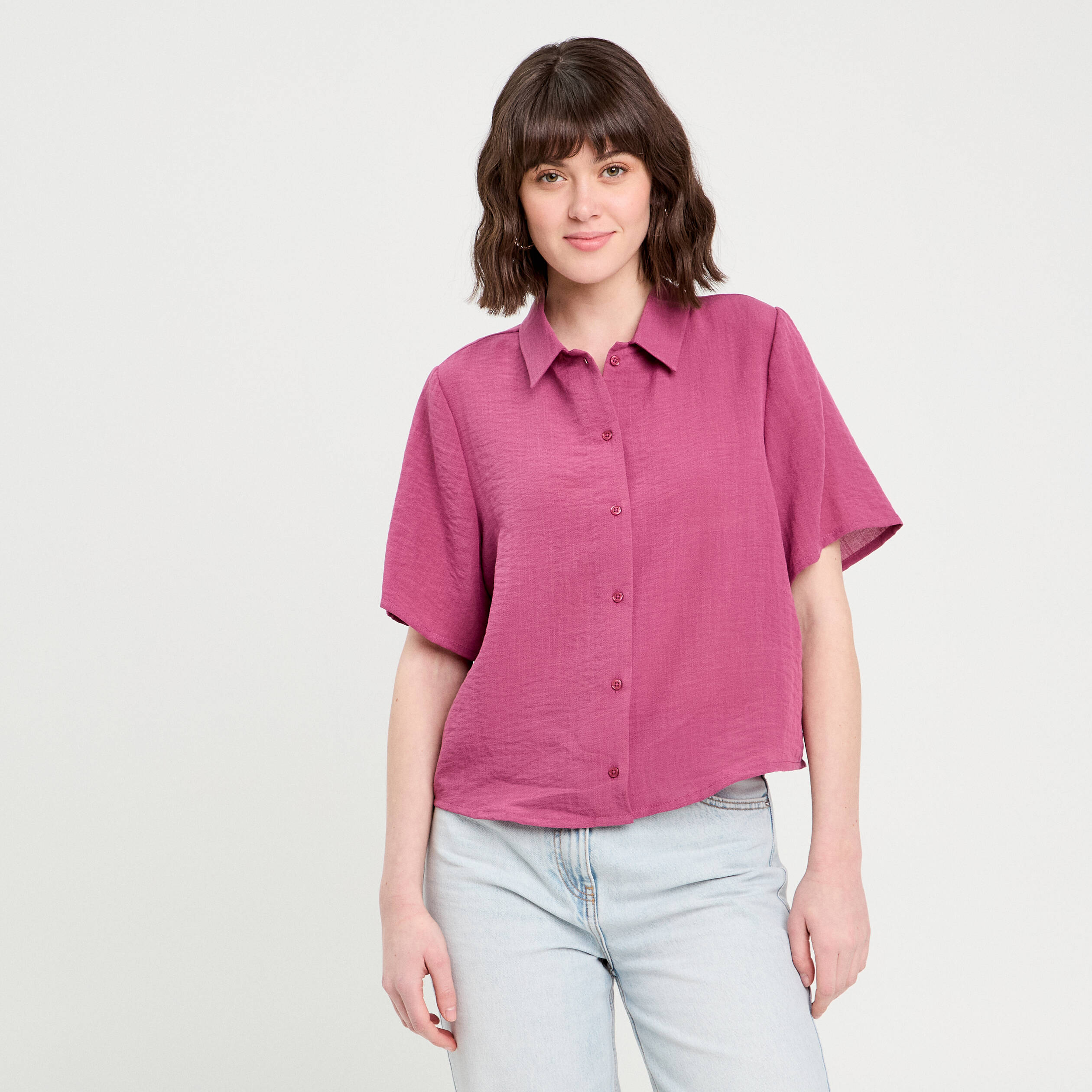 Chemise manches courtes prune femme