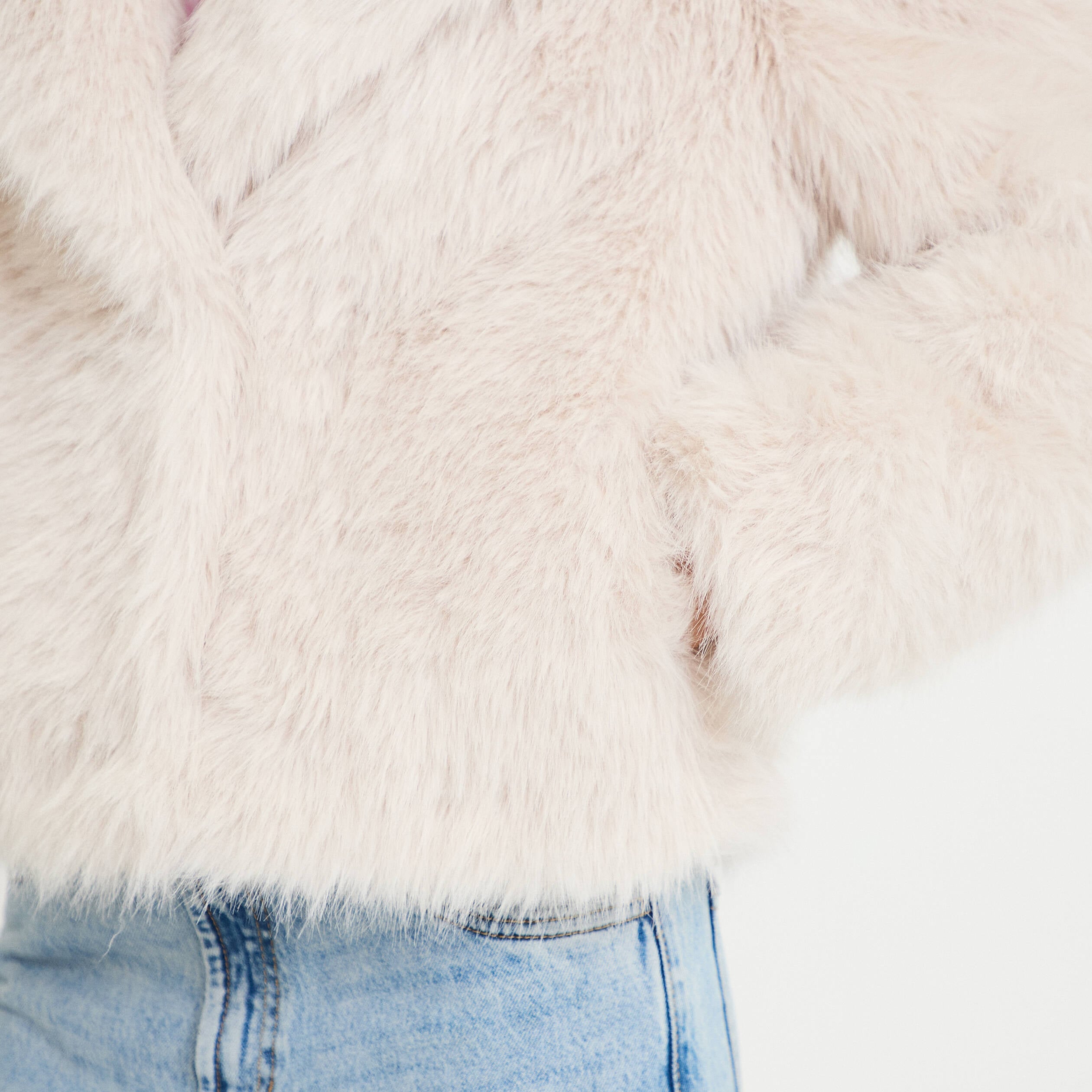 Manteau fausse fourrure ivoire femme