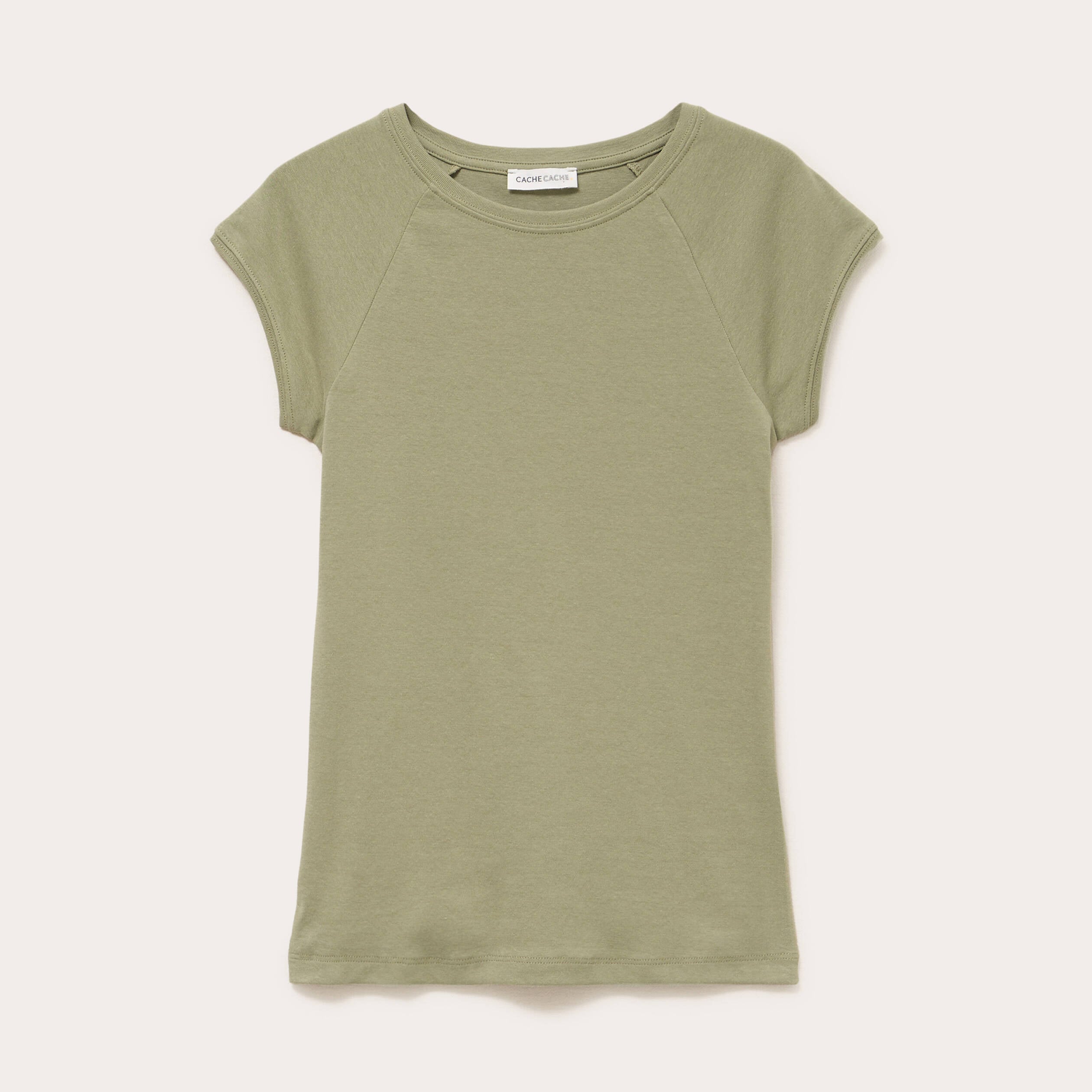 T-shirt manches courtes vert kaki femme