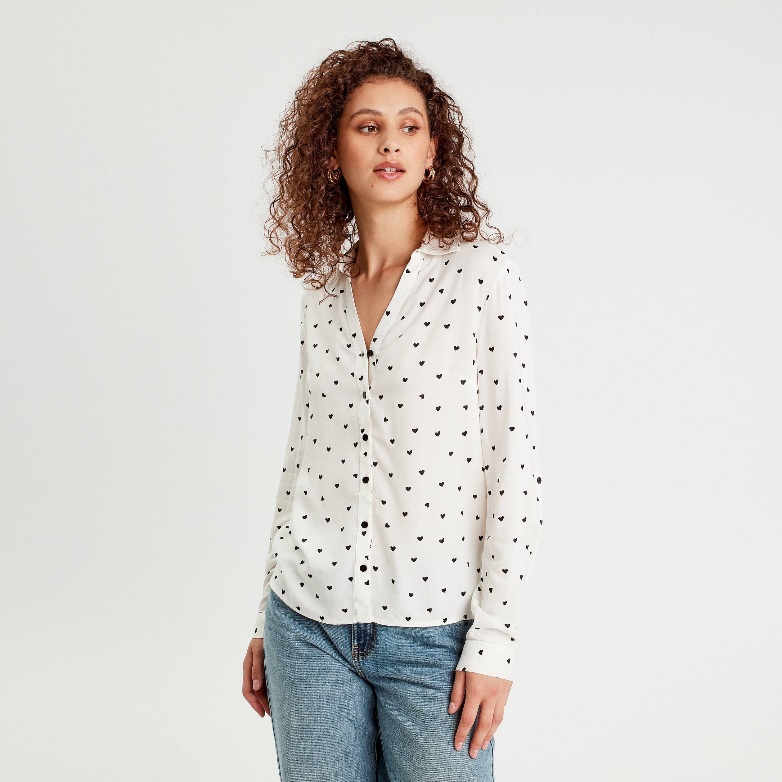 Chemise manches longues blanc femme