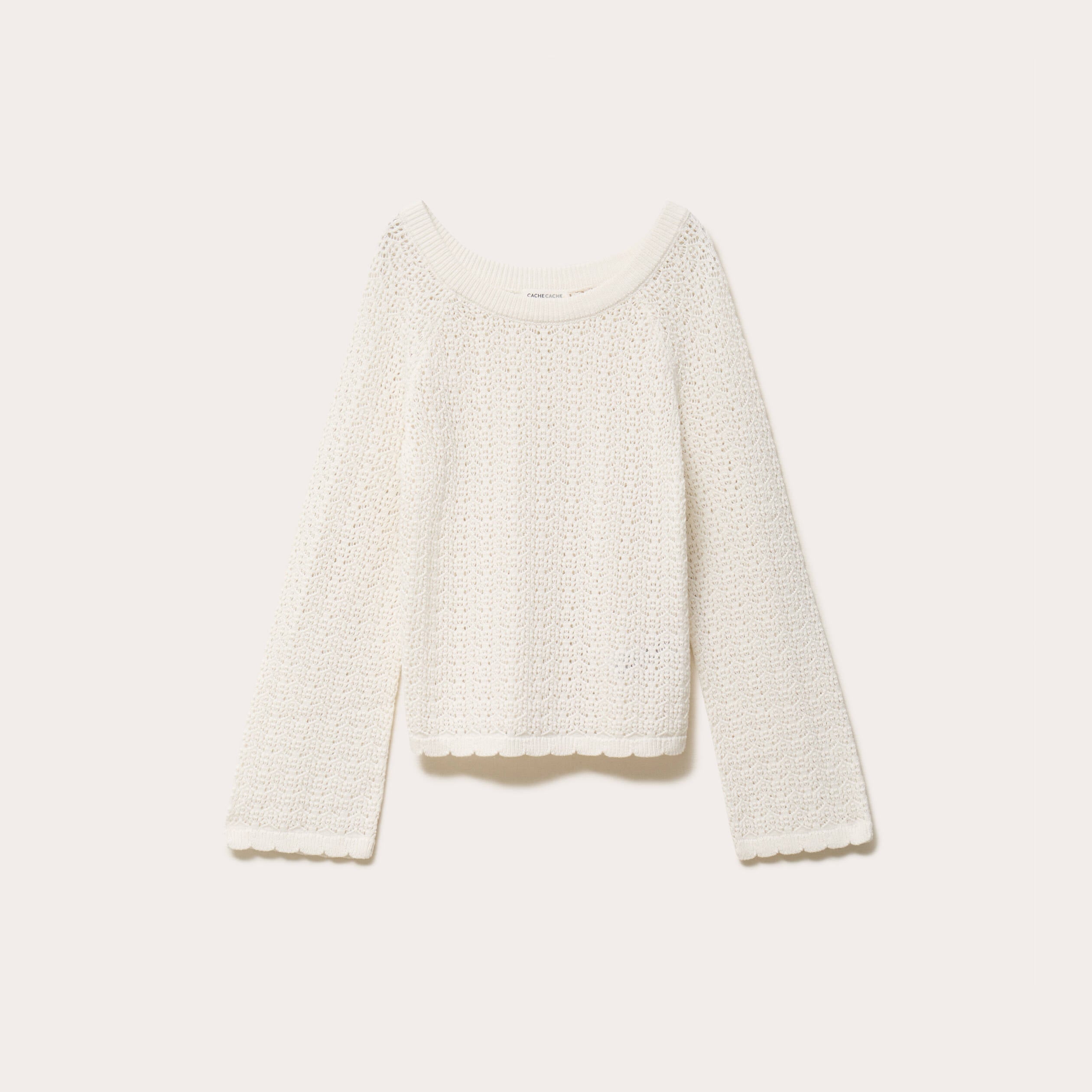 Pull ajour&eacute; ecru femme