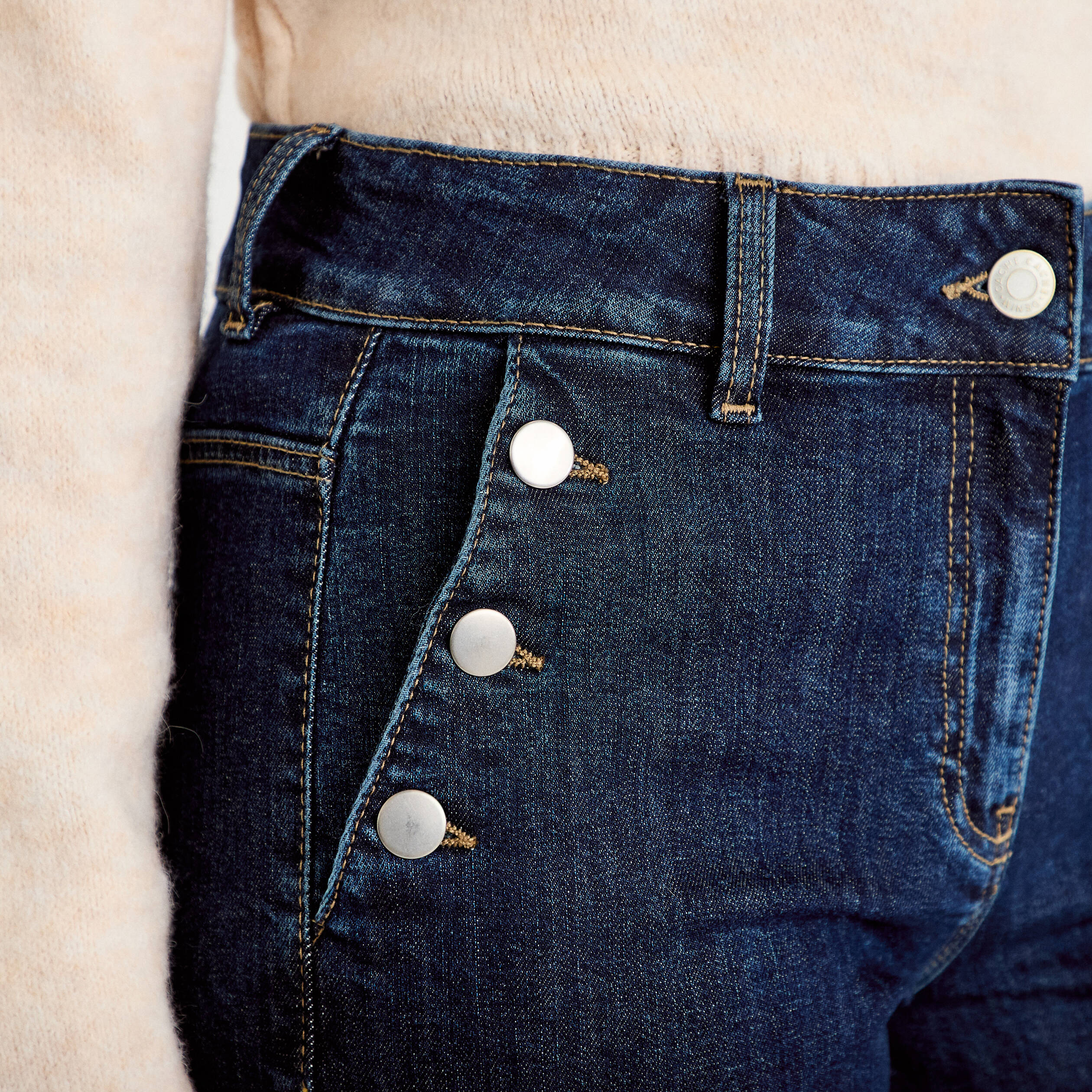 Jean wide leg cropped taille haute denim blue black femme