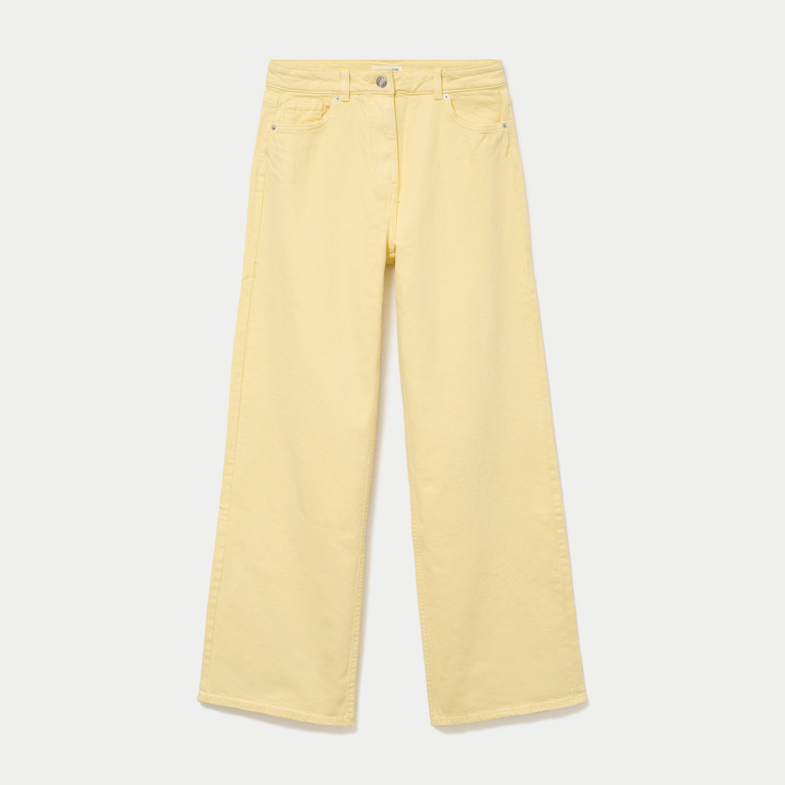 Jean wide leg taille haute jaune pastel femme