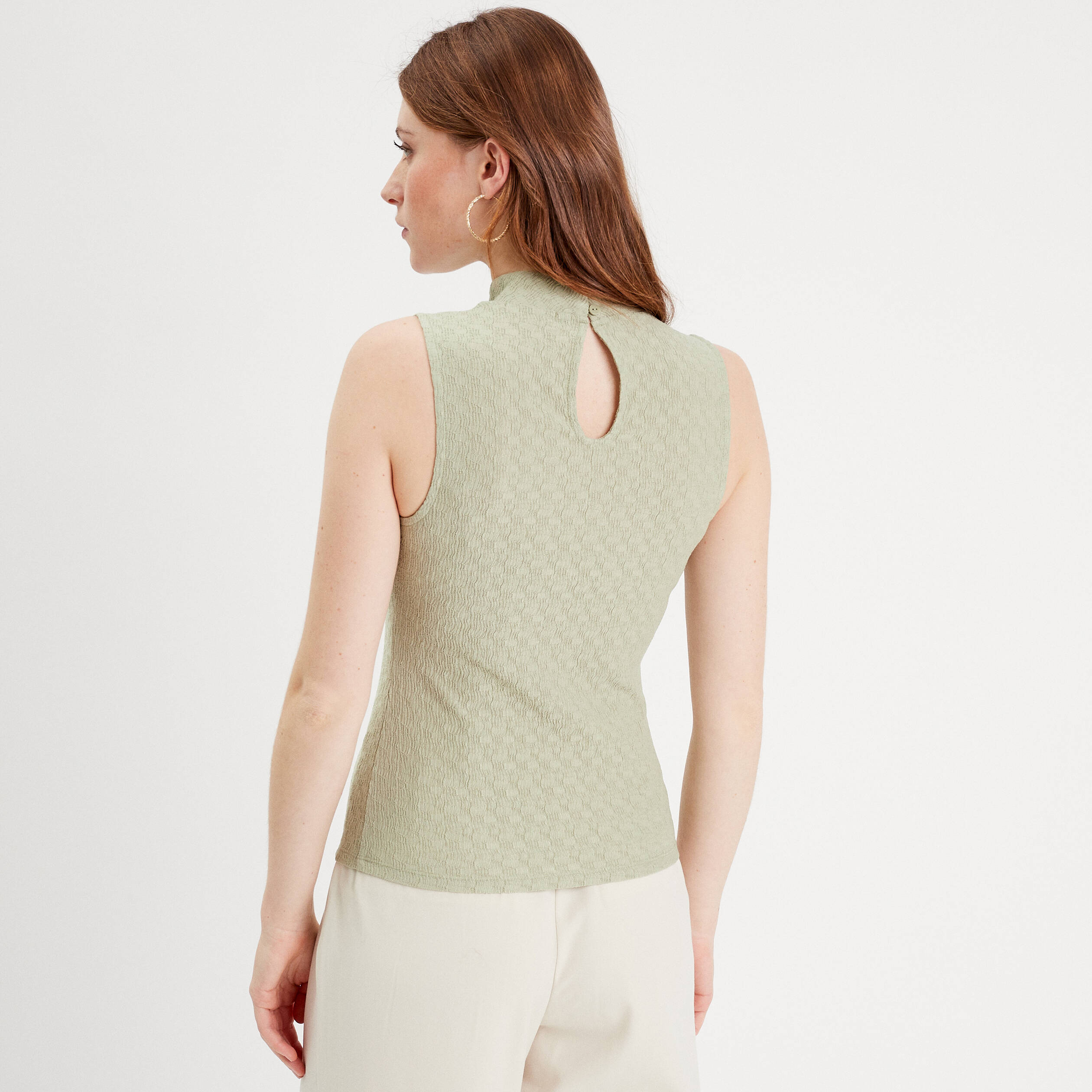 debardeur col montant vert kaki femme Débardeur col montant vert kaki femme