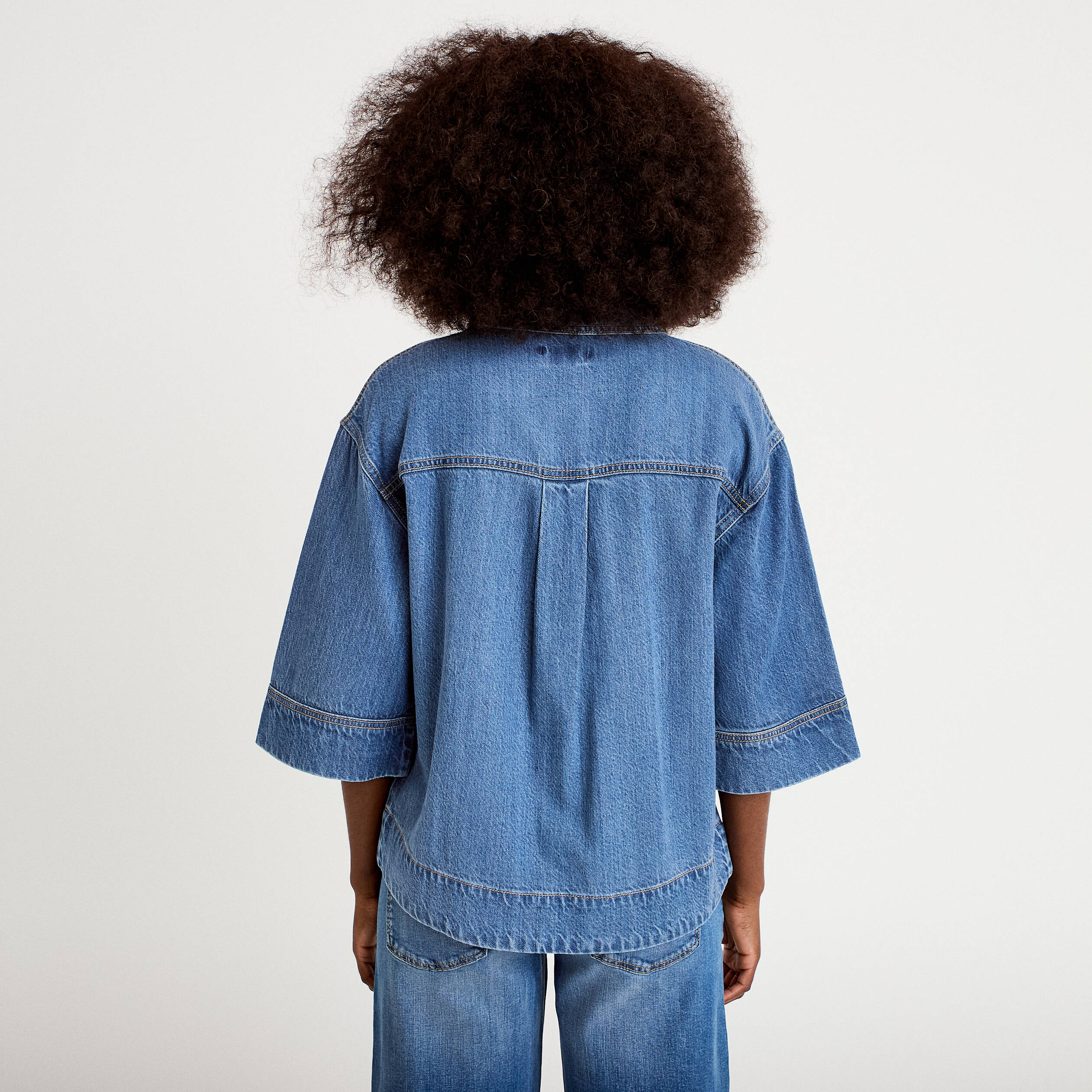 Vareuse jean col classique manches 3/4 denim double stone femme