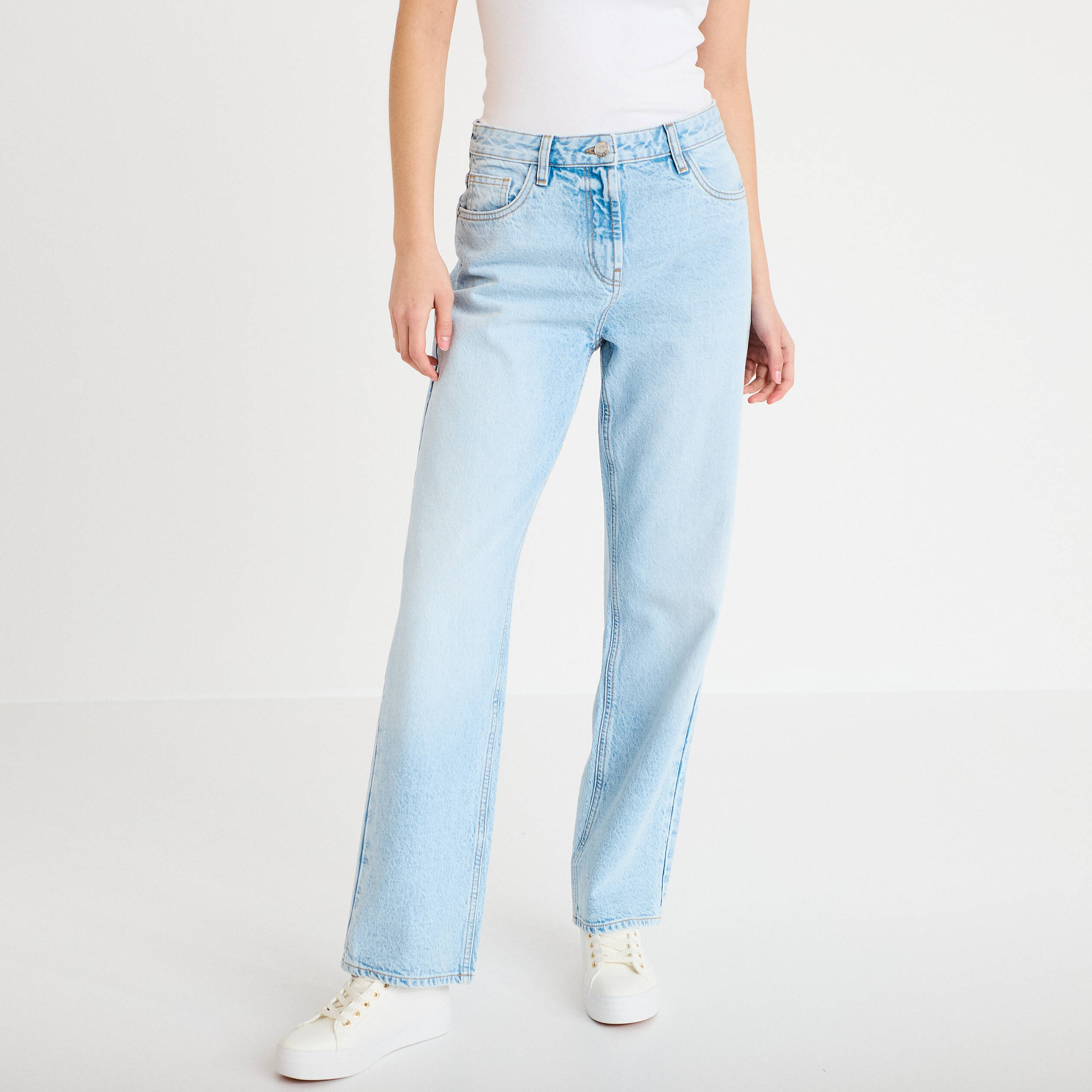 Jeans droit 5 poches denim triple stone femme