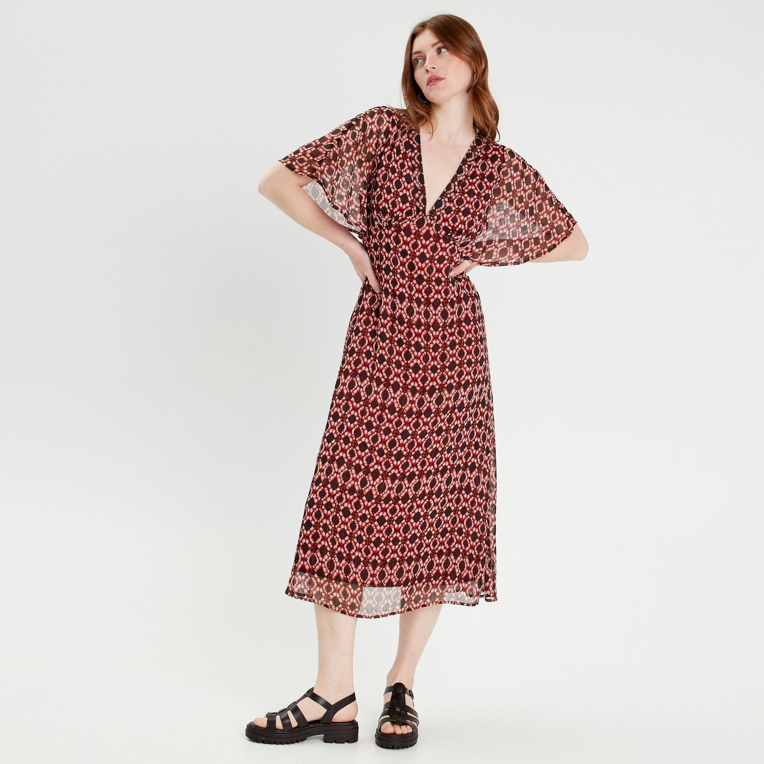 Robe longue empire dos ouvert rouge femme Vibs