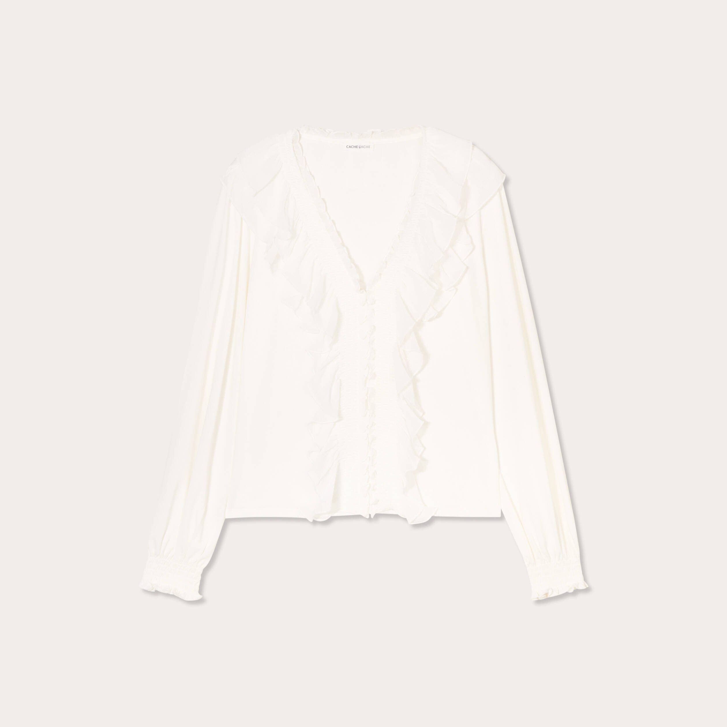 blouse avec volants ecru femme Blouse avec volants ecru femme