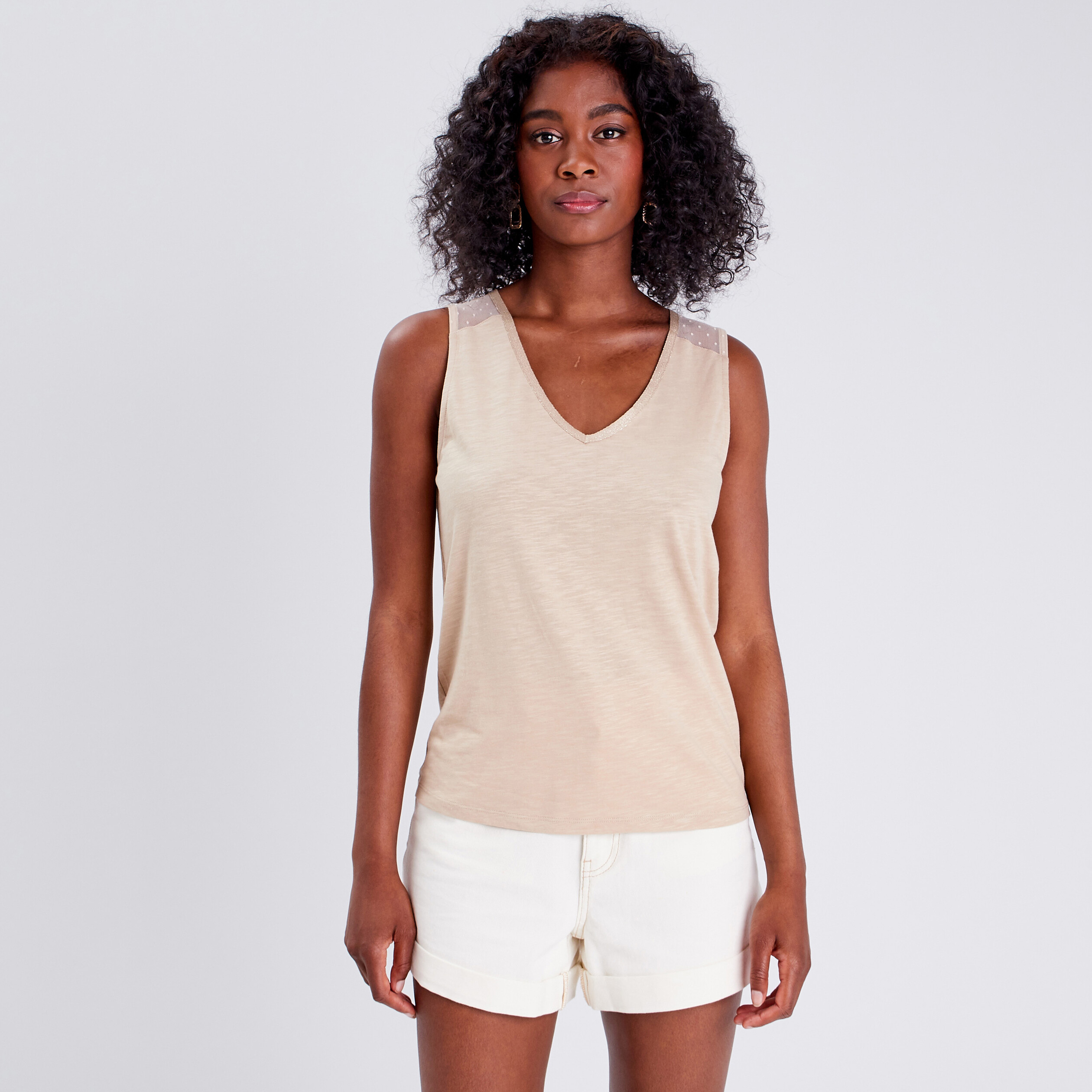 debardeur bretelles larges sable femme Débardeur bretelles larges sable femme