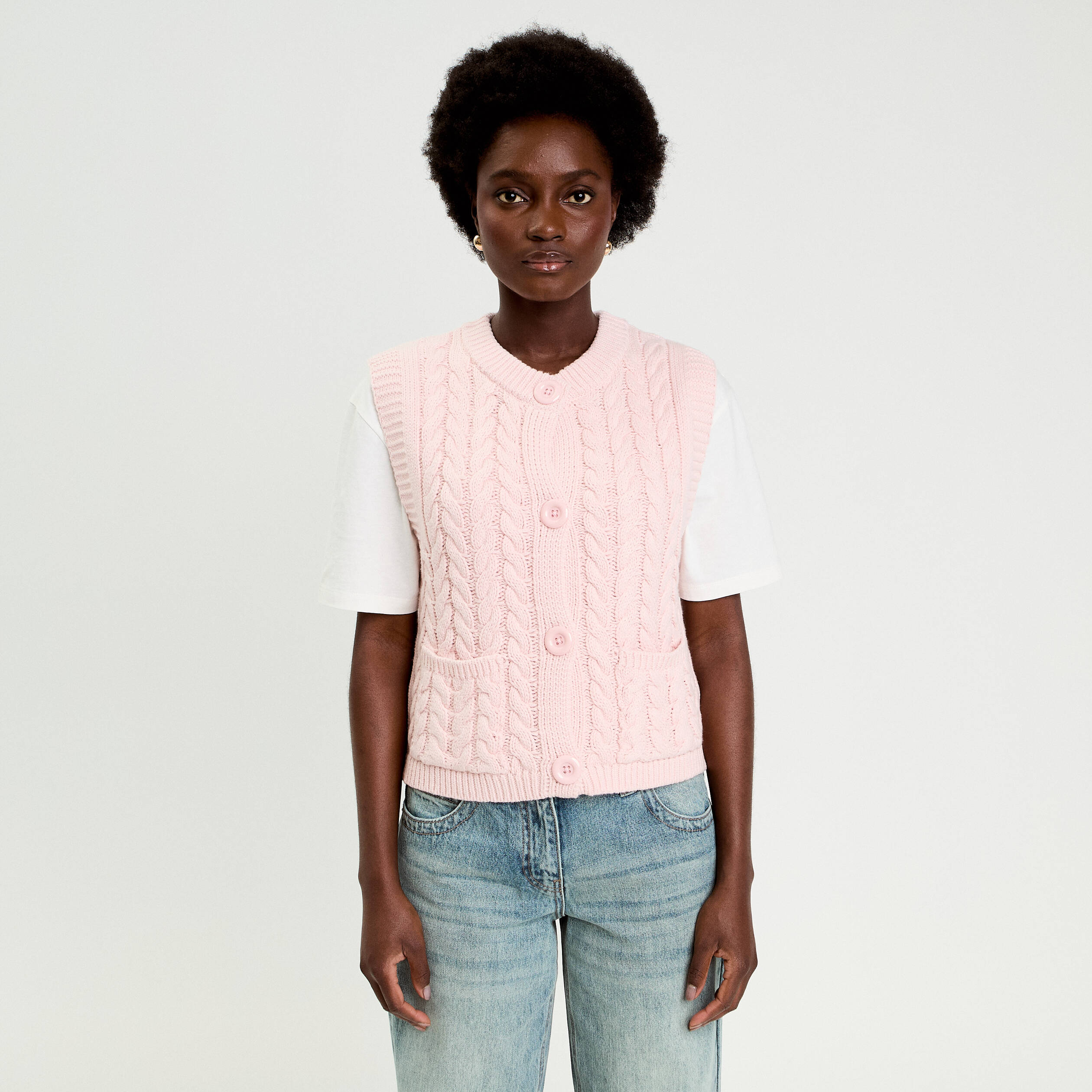 Gilet sans manches rose clair femme
