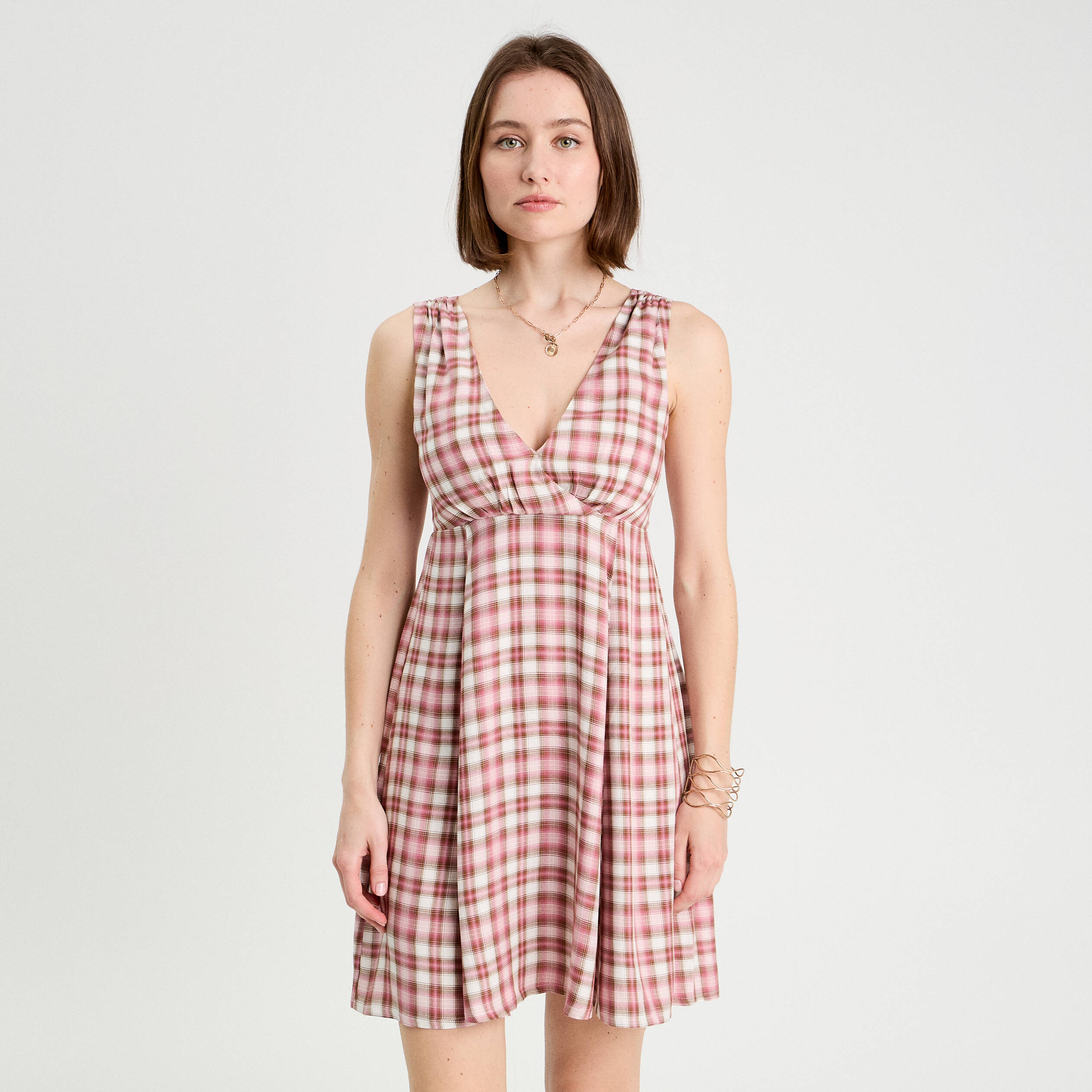 Robe trapèze sans manches rose femme