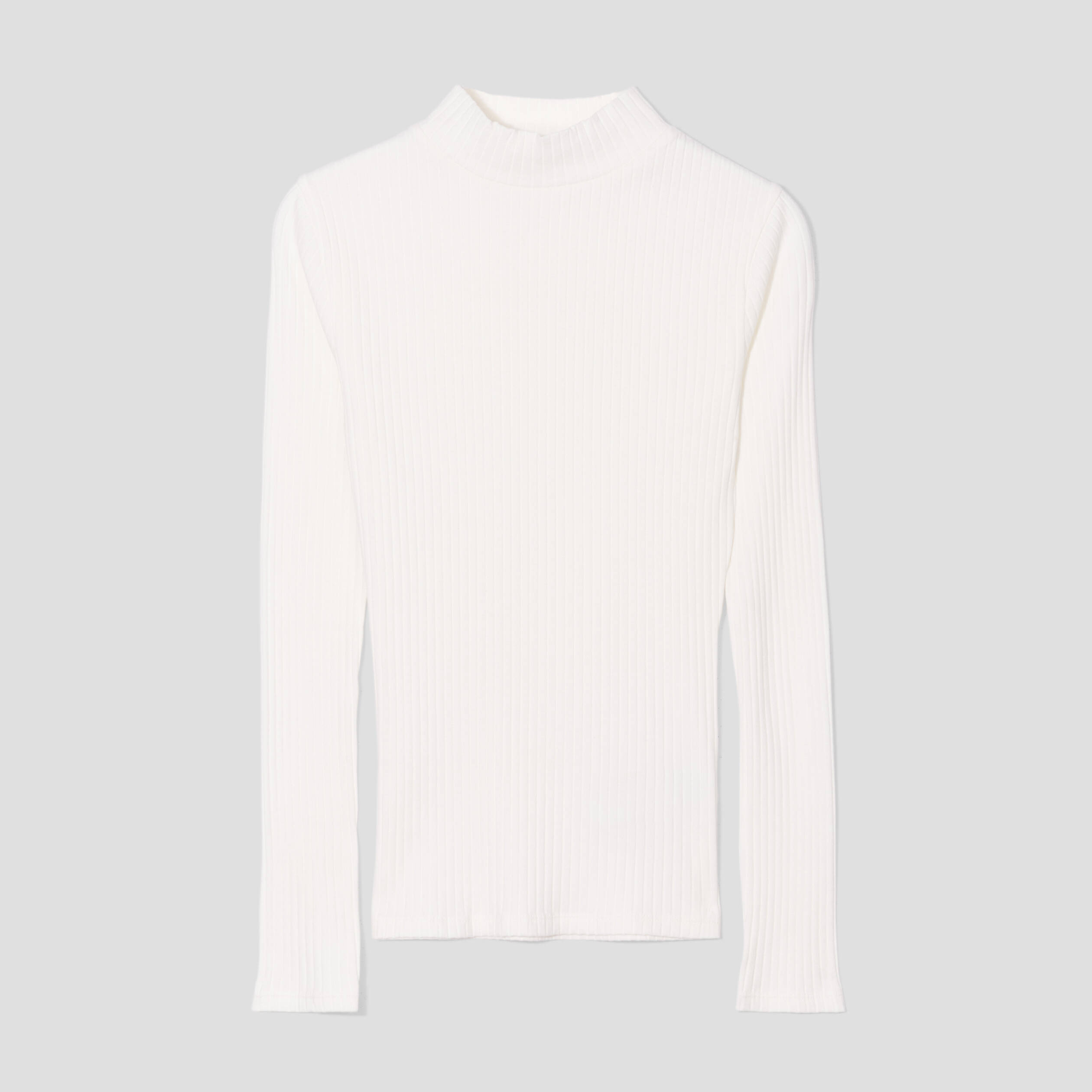 T-shirt côtelé col montant ecru femme