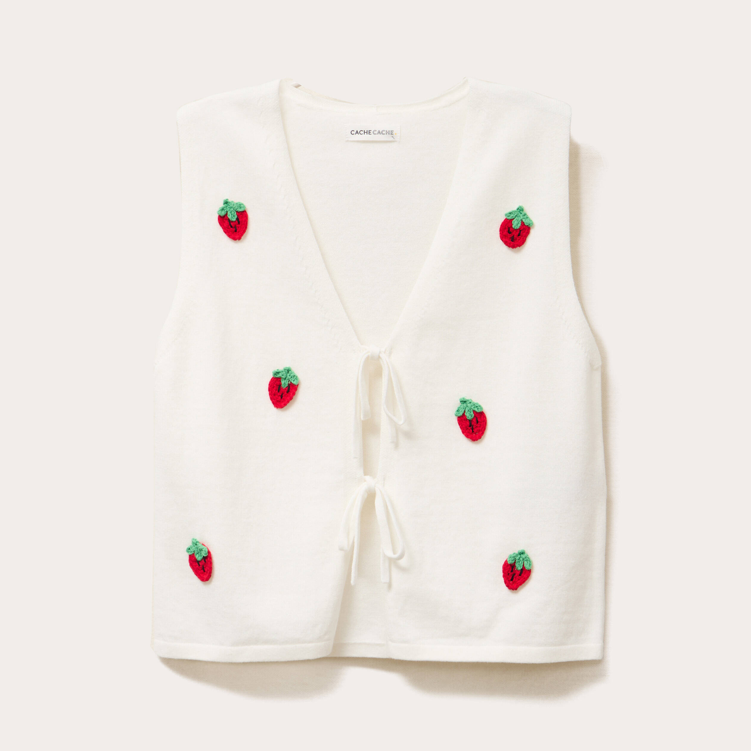gilet noue sans manches ecru femme Gilet noué sans manches ecru femme
