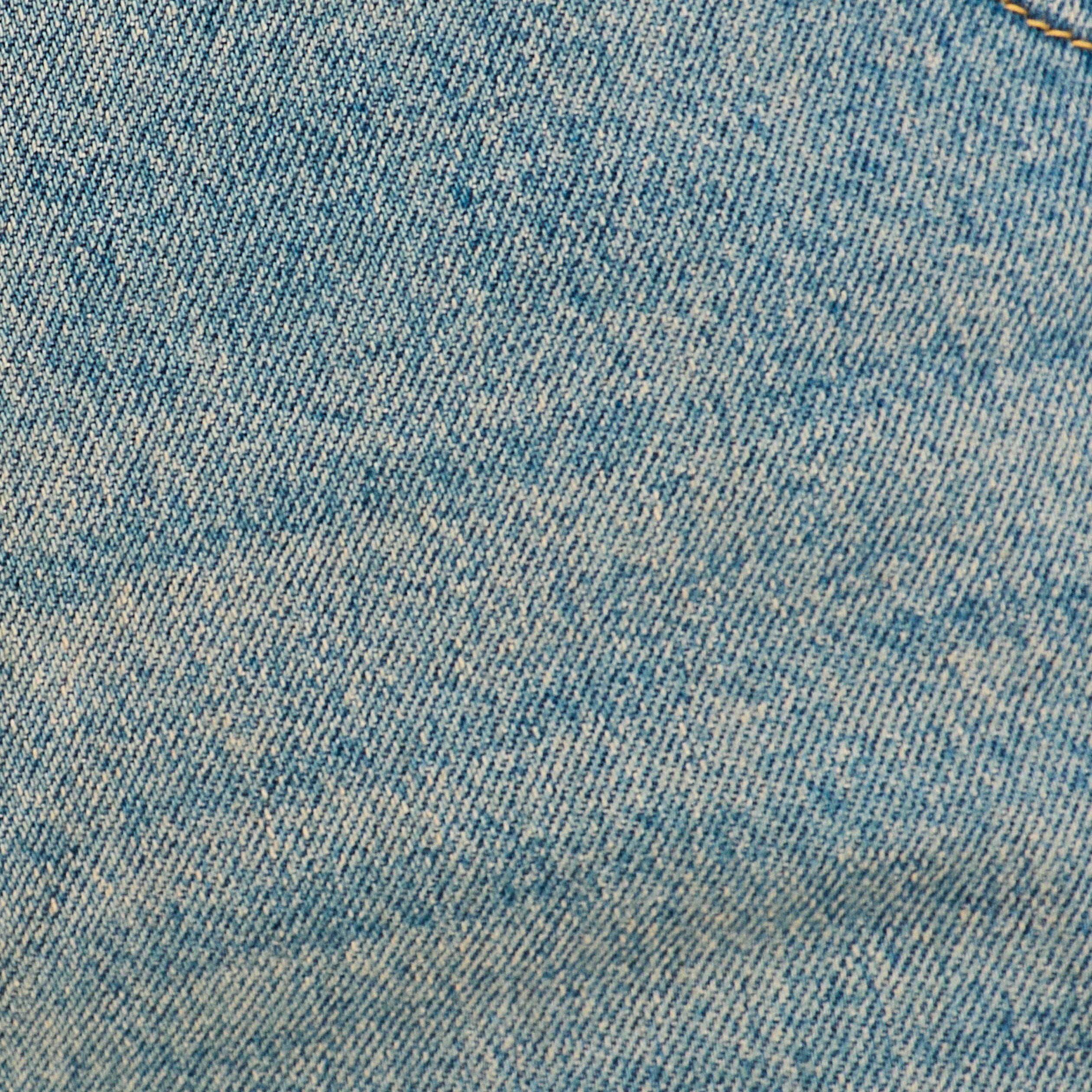 Jeans droit sangle arri&egrave;re denim bleach femme