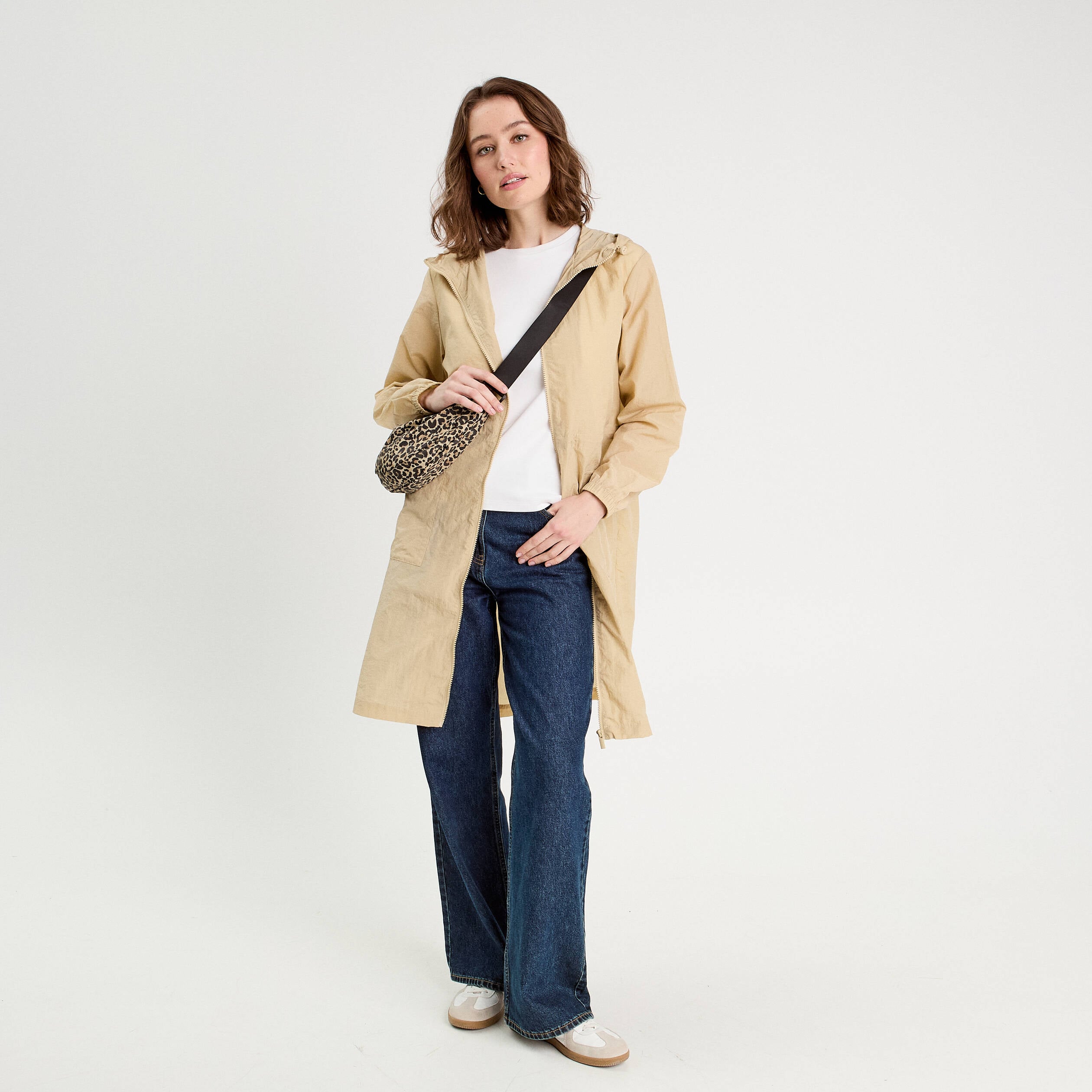 Parka d&eacute;perlante 2-en-1 avec pochette vert kaki femme