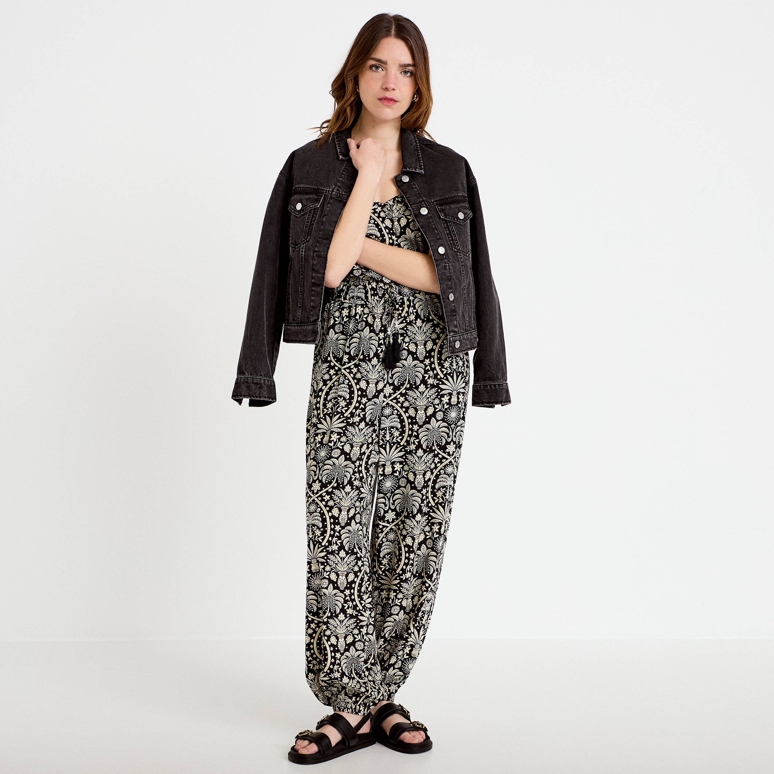 Combinaison sarouel fines bretelles noir femme