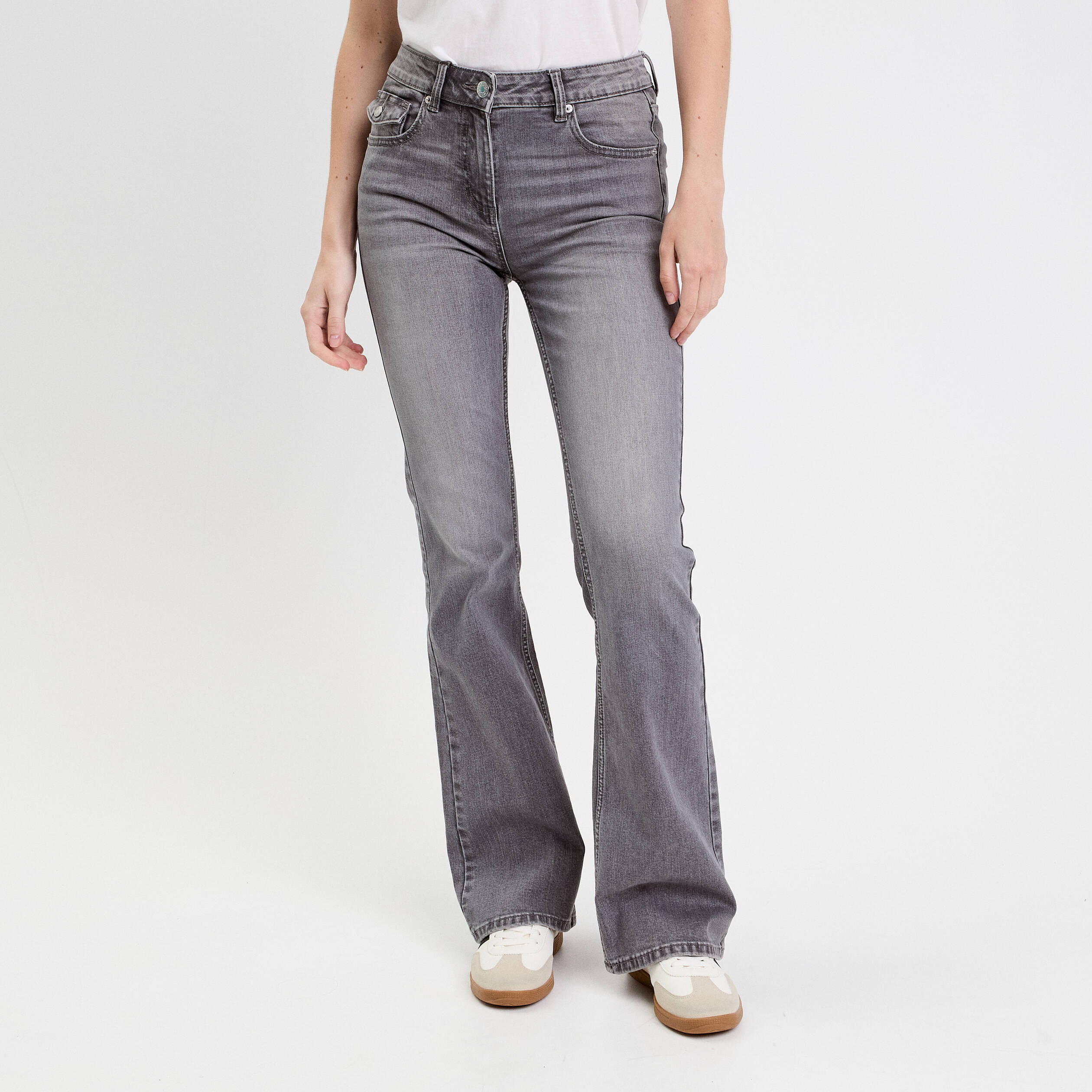 jean flare taille basse denim gris femme Jean flare taille basse denim gris femme