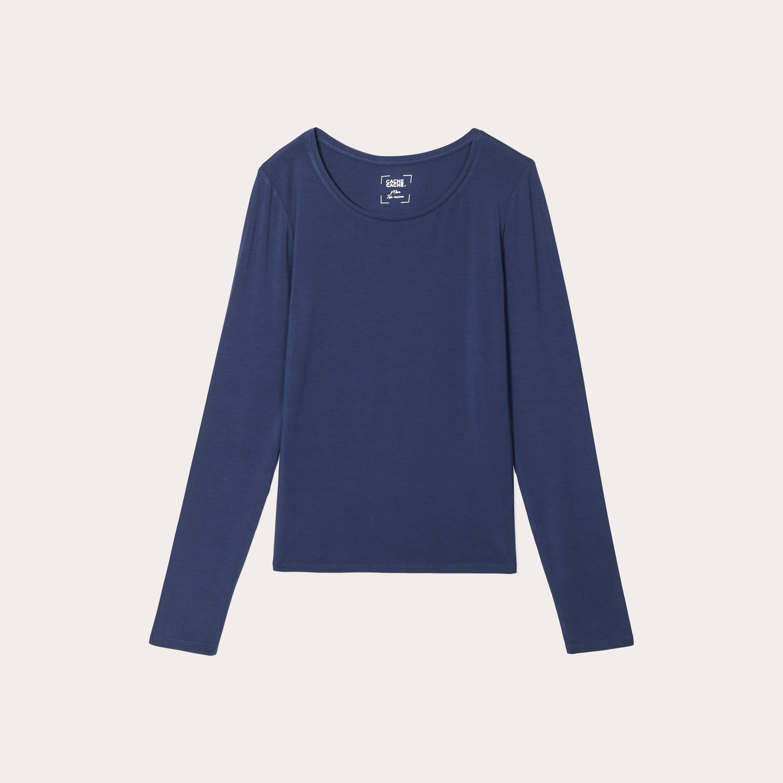 t shirt uni a manches longues bleu fonce femme T-shirt uni à manches longues bleu foncé femme