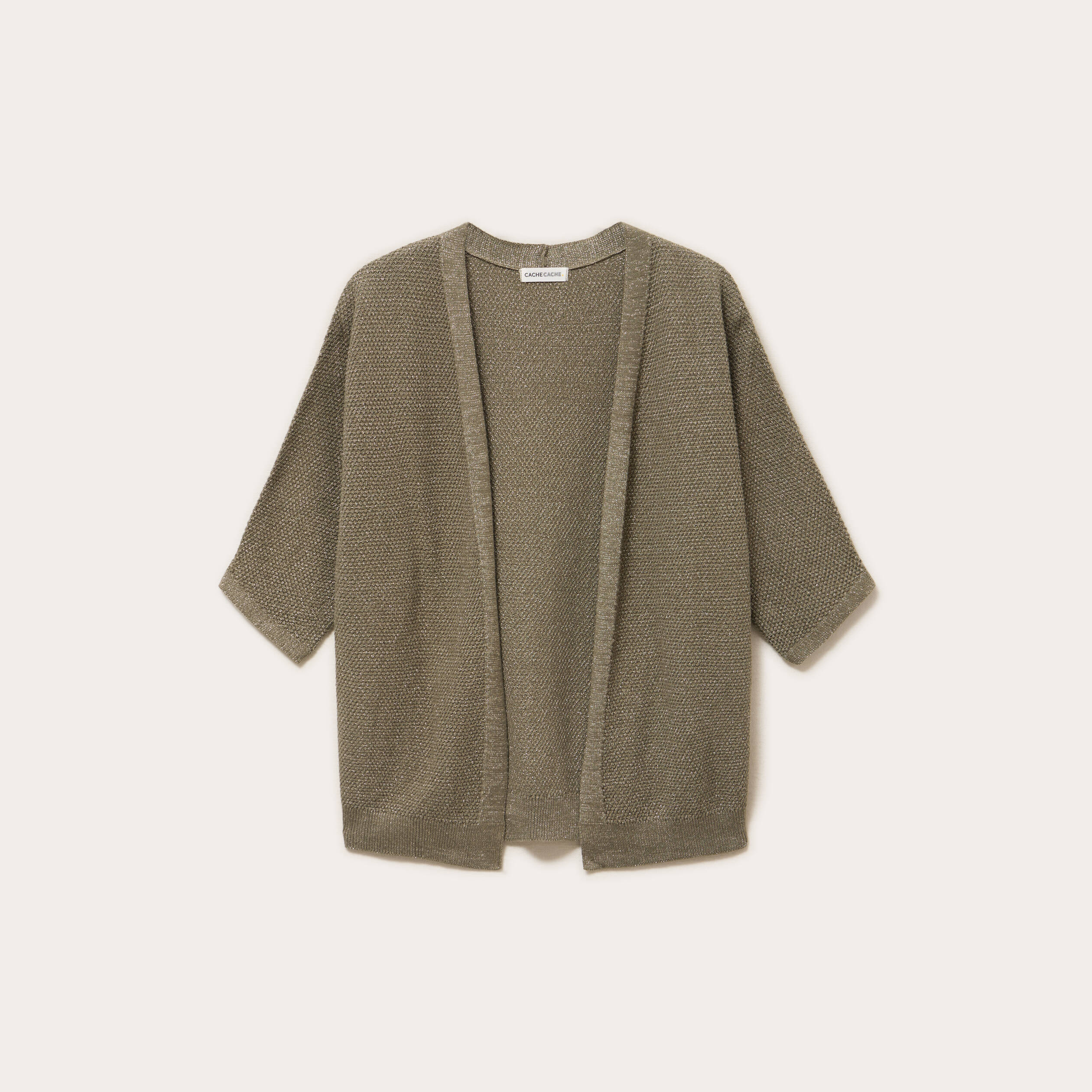 Gilet manches 3/4 vert kaki femme