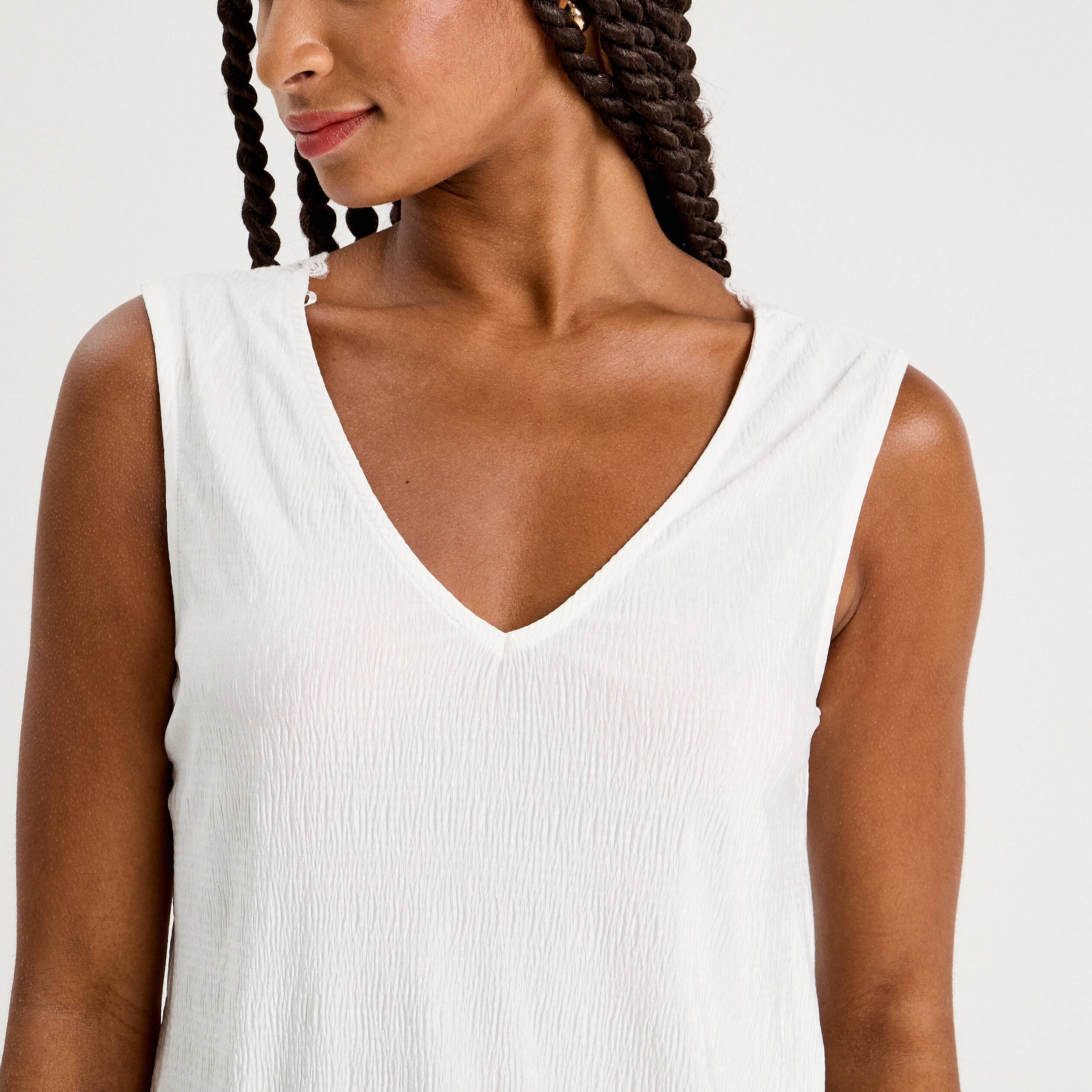 blouse sans manches ecru femme Blouse sans manches ecru femme