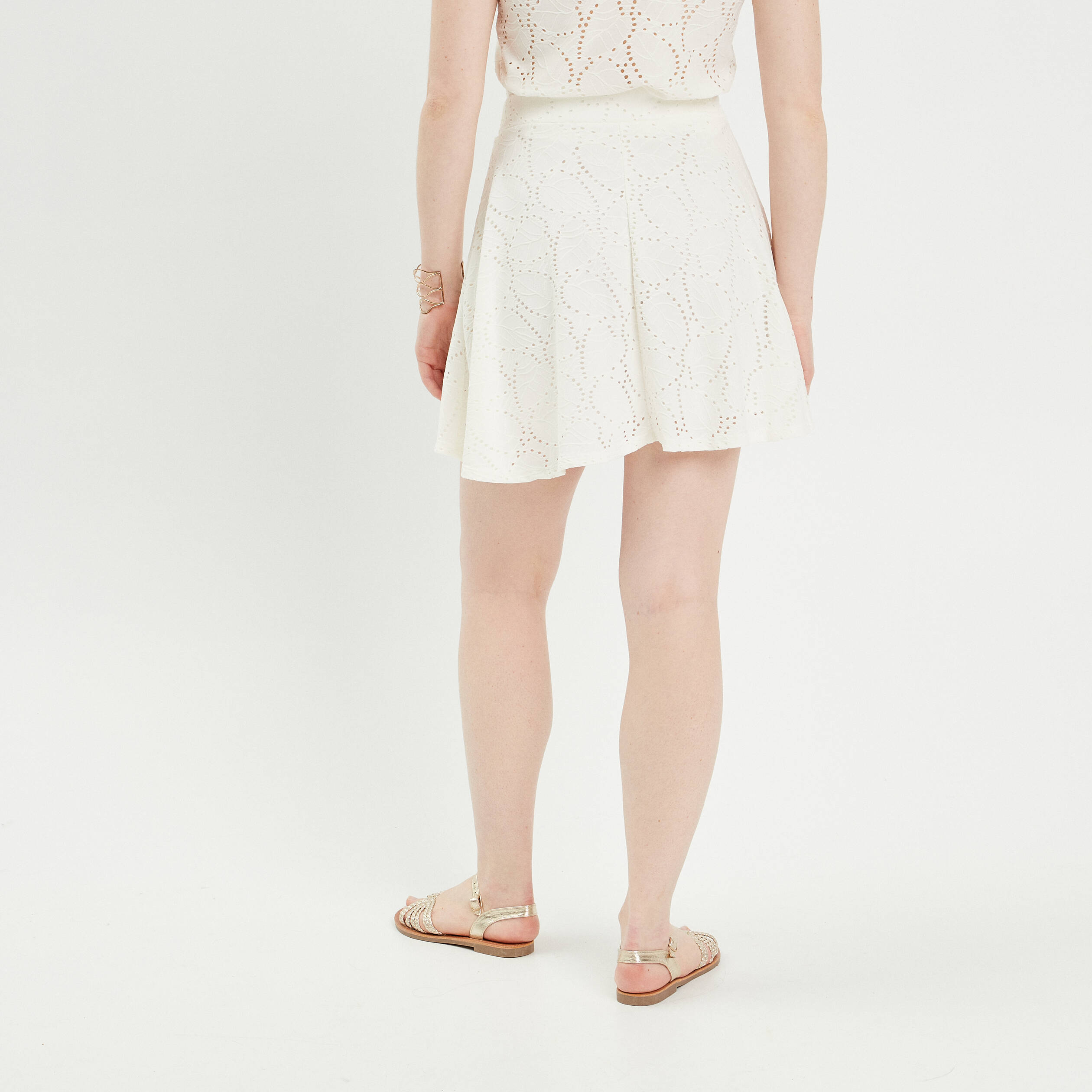 jupe evasee broderie anglaise ecru femme Jupe évasée broderie anglaise ecru femme