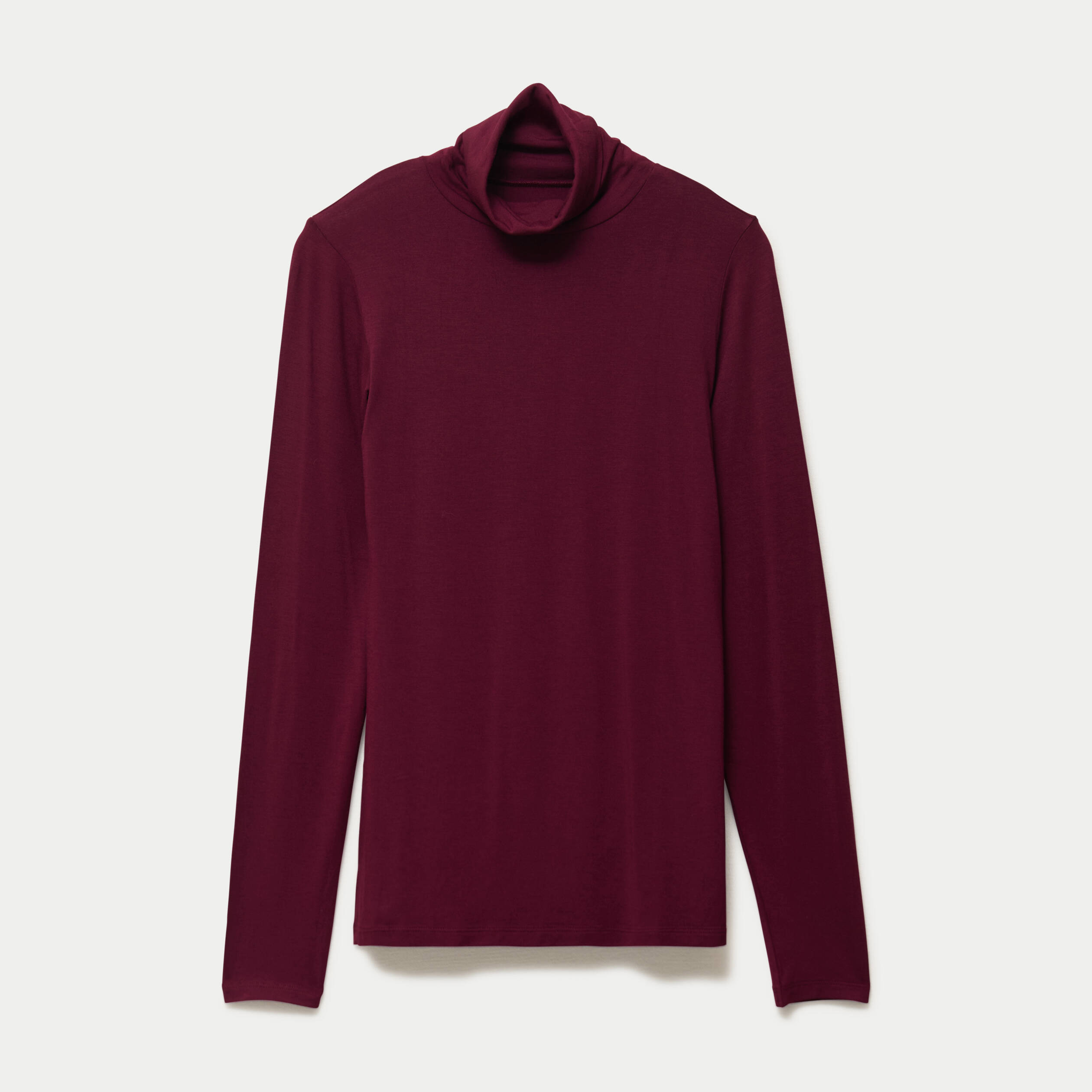 T-shirt uni &agrave; manches longues bordeaux femme