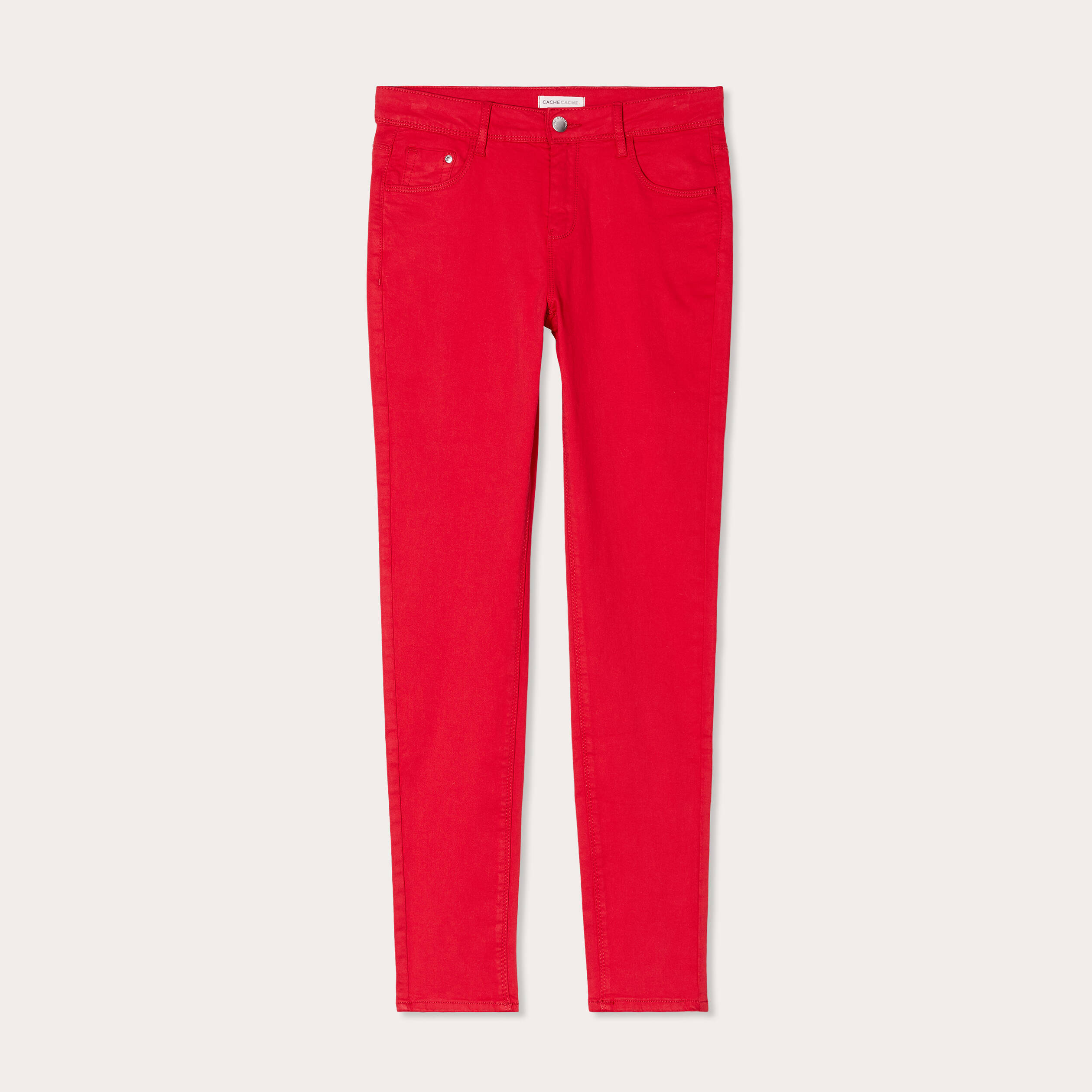 Jeans slim 5 poches rouge femme Vibs