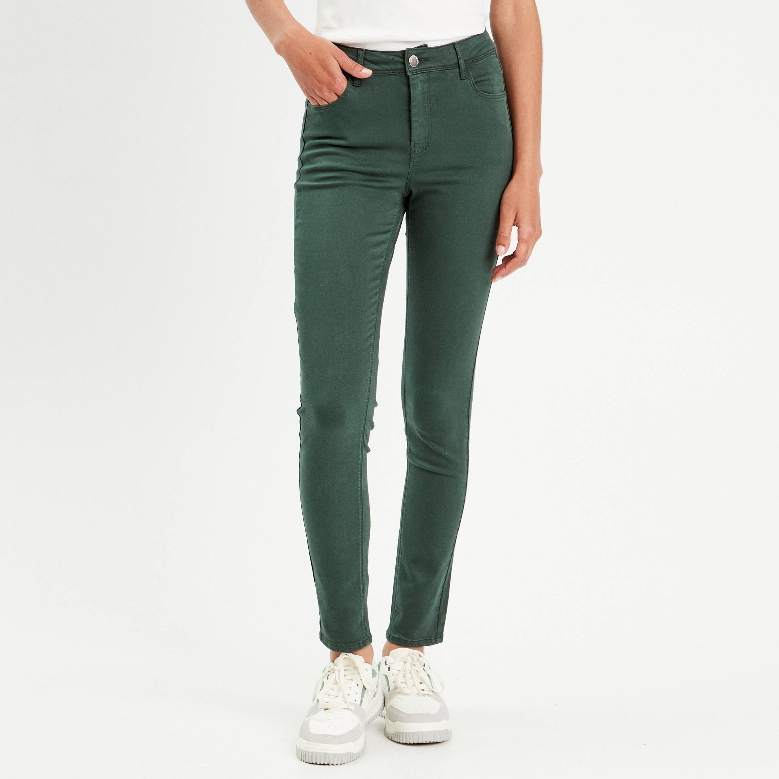 Jeans slim 5 poches vert fonce femme Vibs