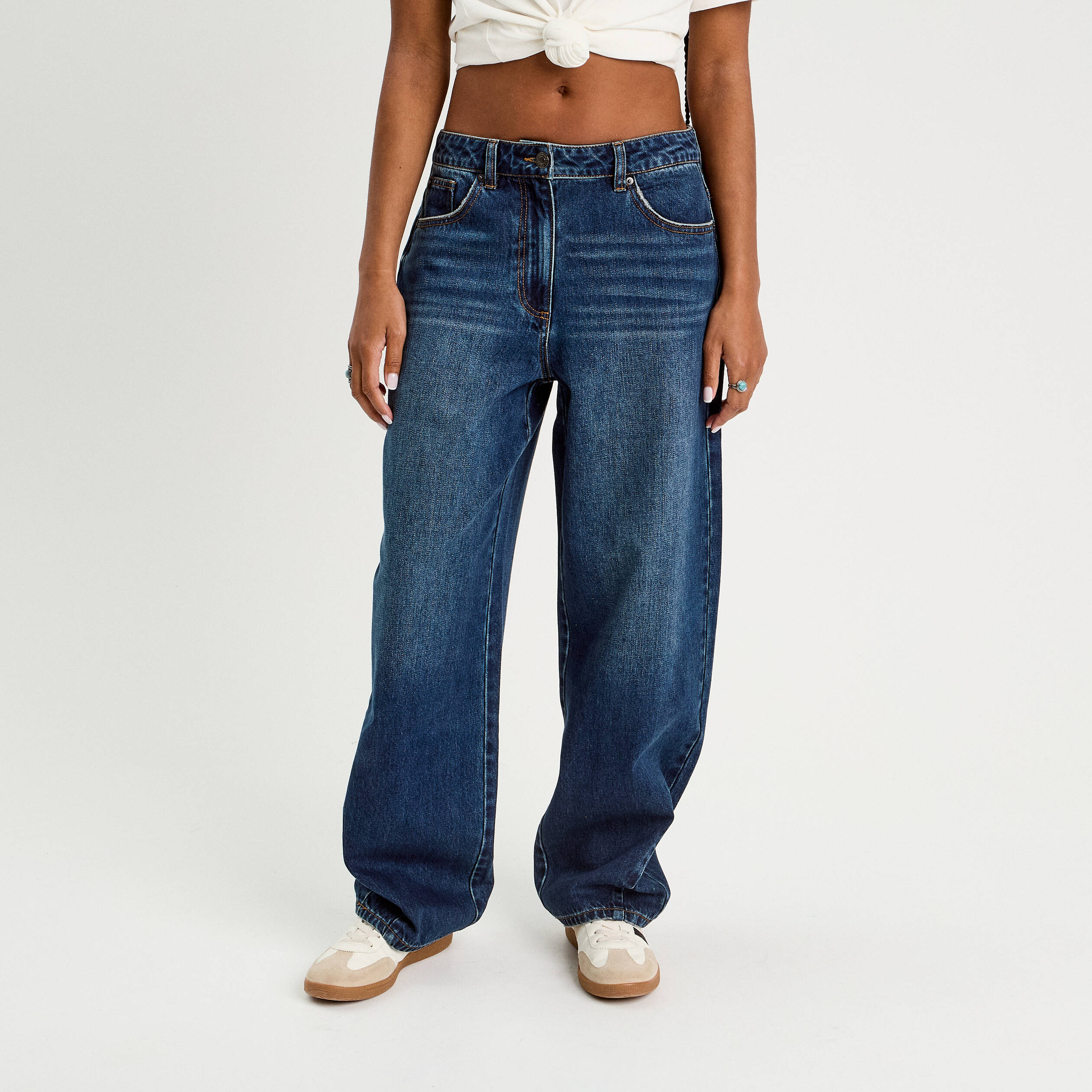 jeans baggy taille haute denim stone femme Jeans baggy taille haute denim stone femme