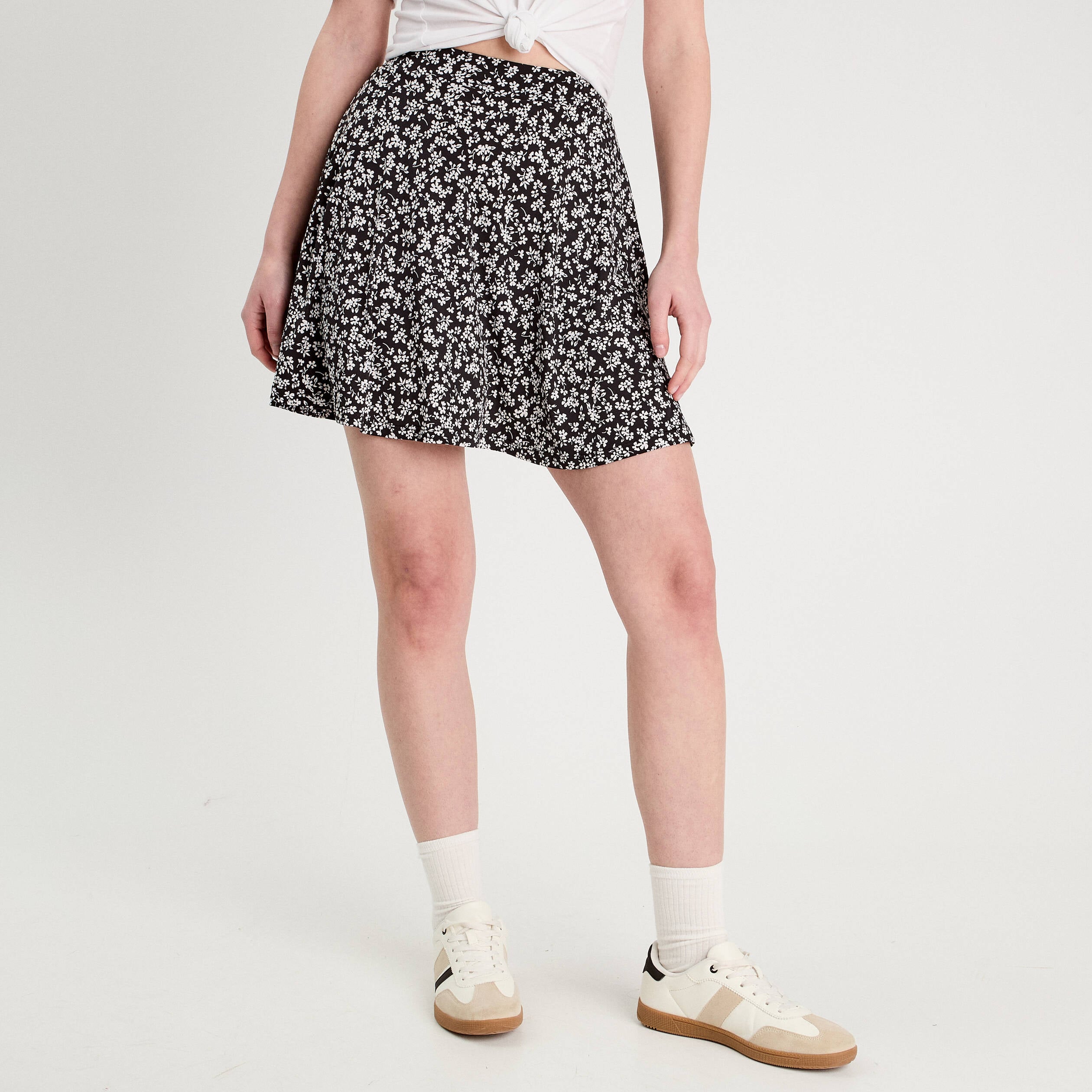 Jupe-short patineuse noir femme