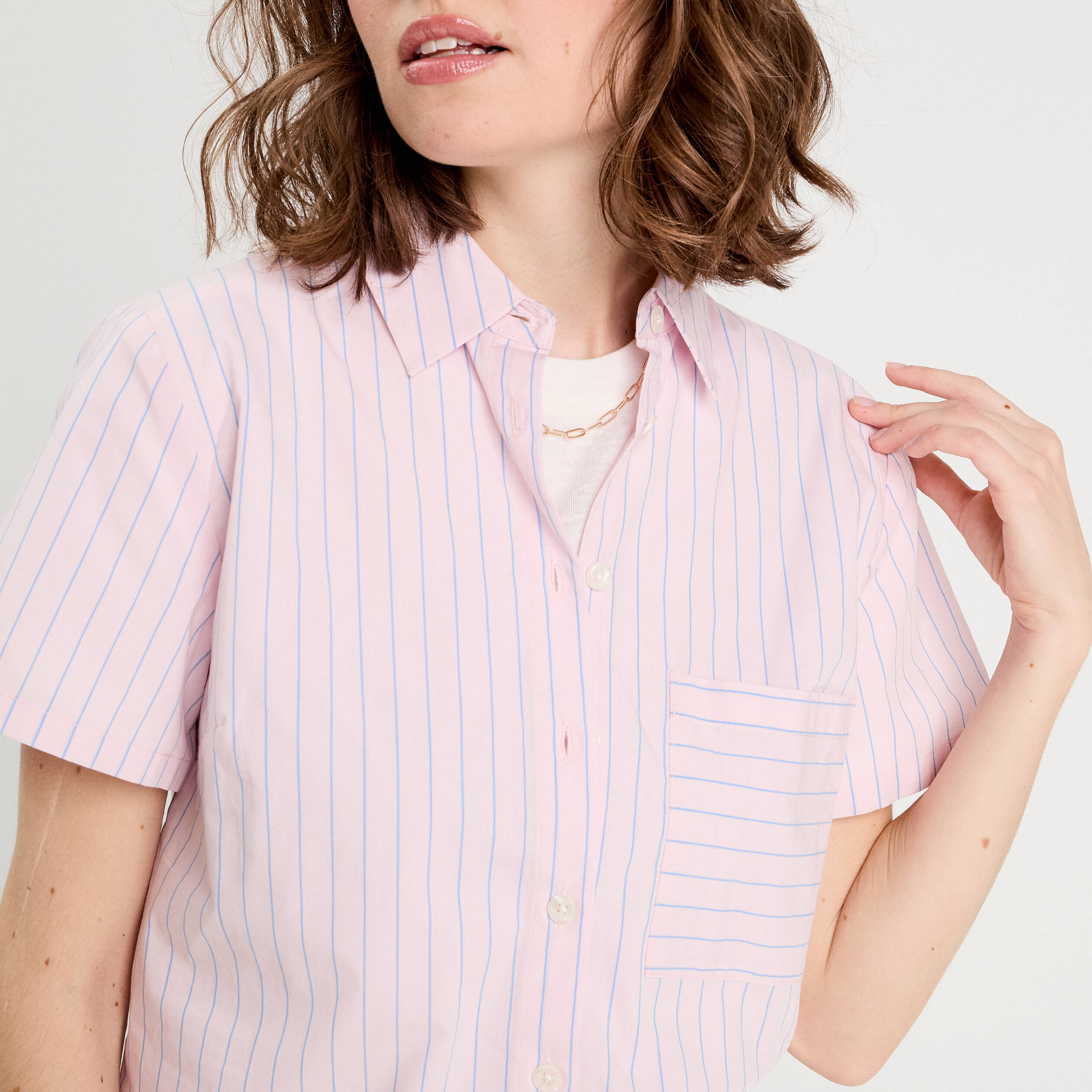 Chemise manches courtes rose clair femme