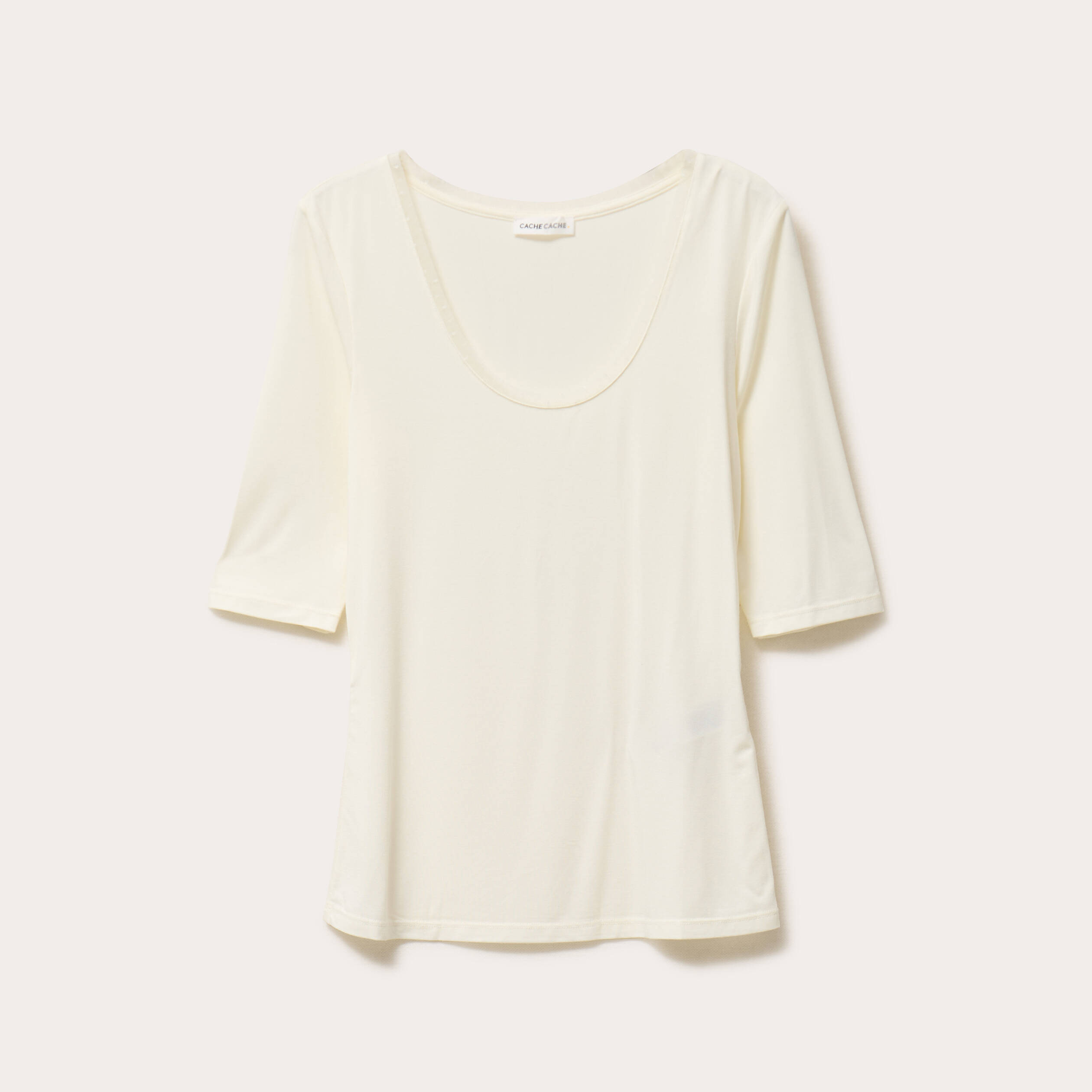 T-shirt thermique manches courtes ecru femme