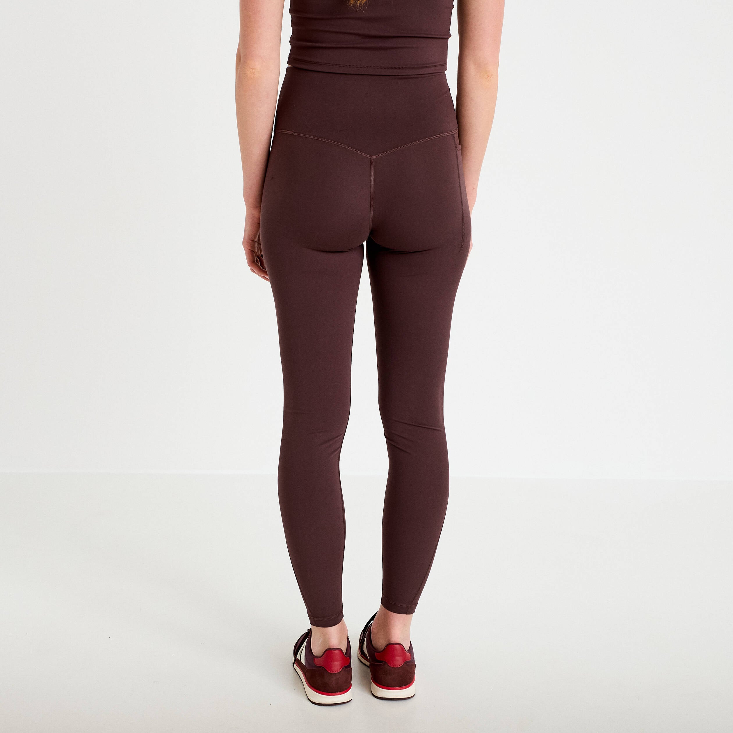Leggings taille haute marron fonc&eacute; femme