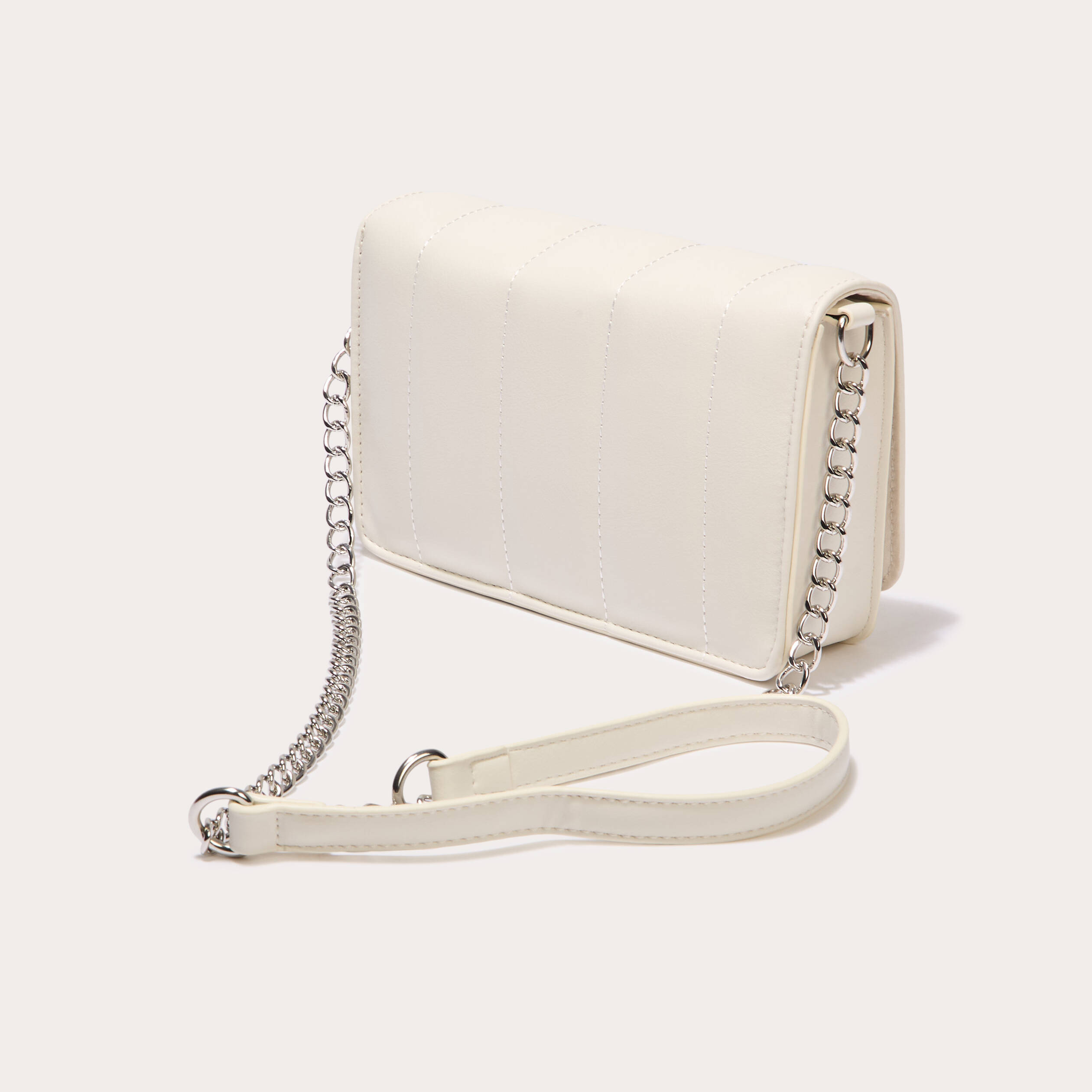 Sac matelassé avec chaîne ecru femme