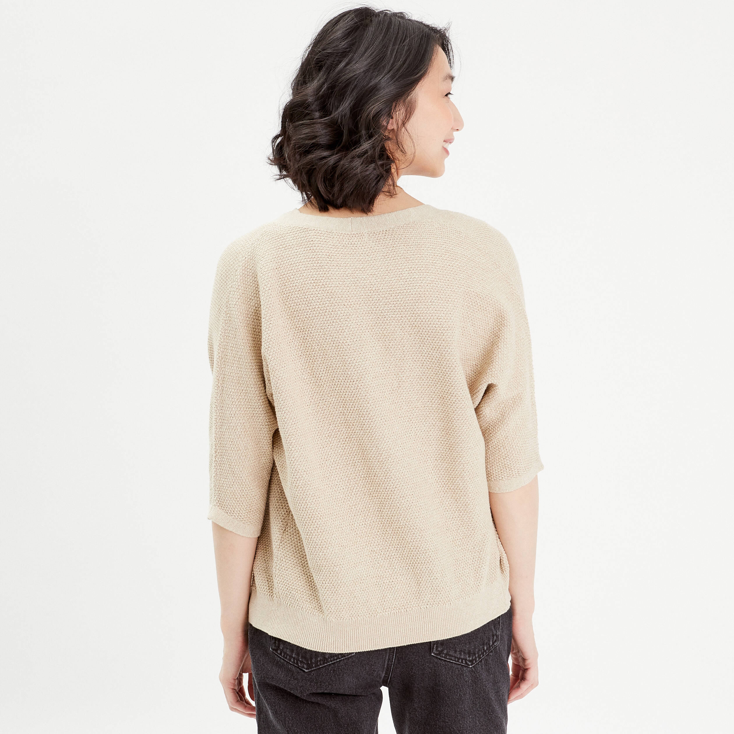 Gilet manches 3/4 beige femme
