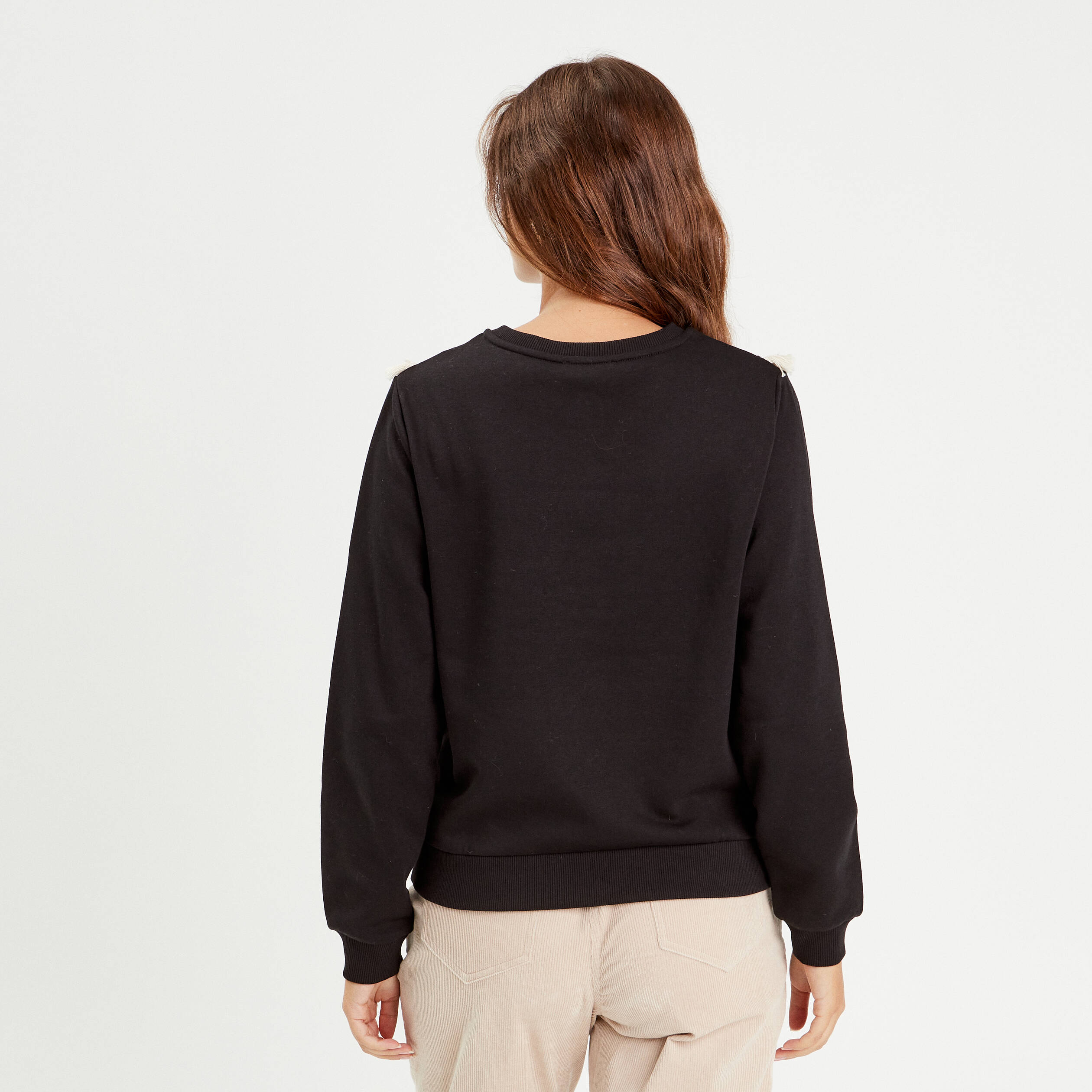 sweat avec franges noir femme Sweat avec franges noir femme
