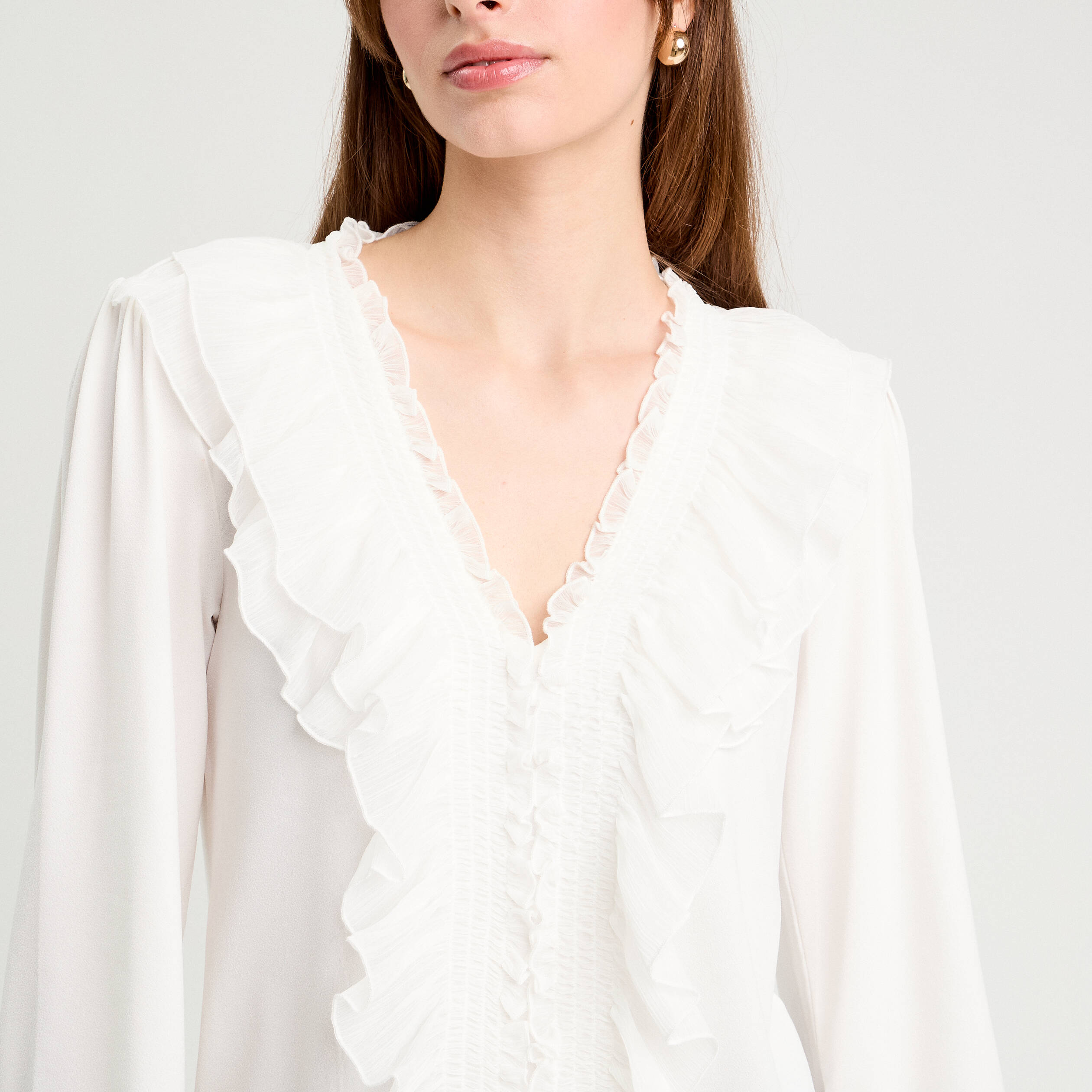 blouse avec volants ecru femme Blouse avec volants ecru femme