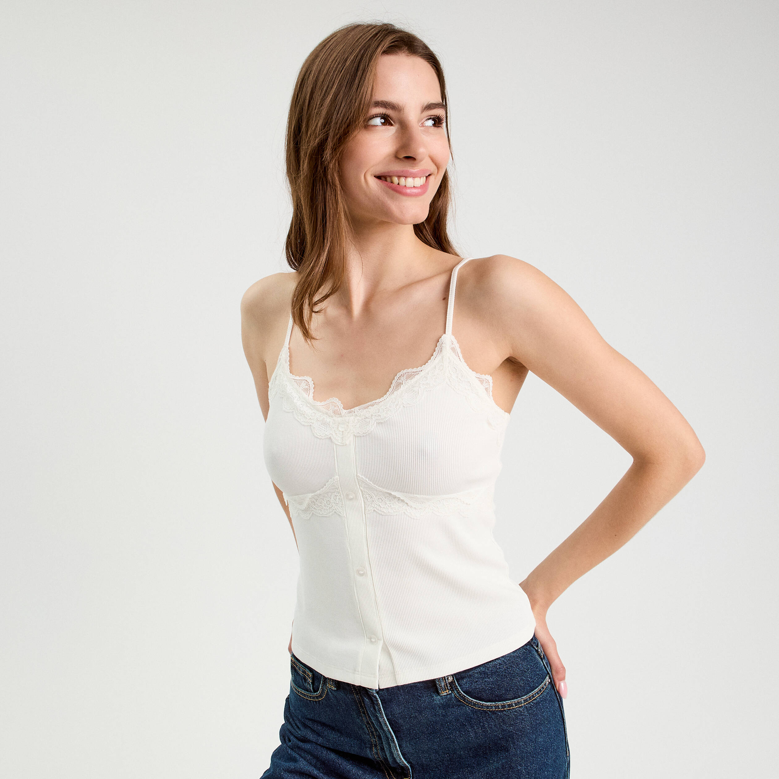 Débardeur bretelles fines blanc femme Vibs