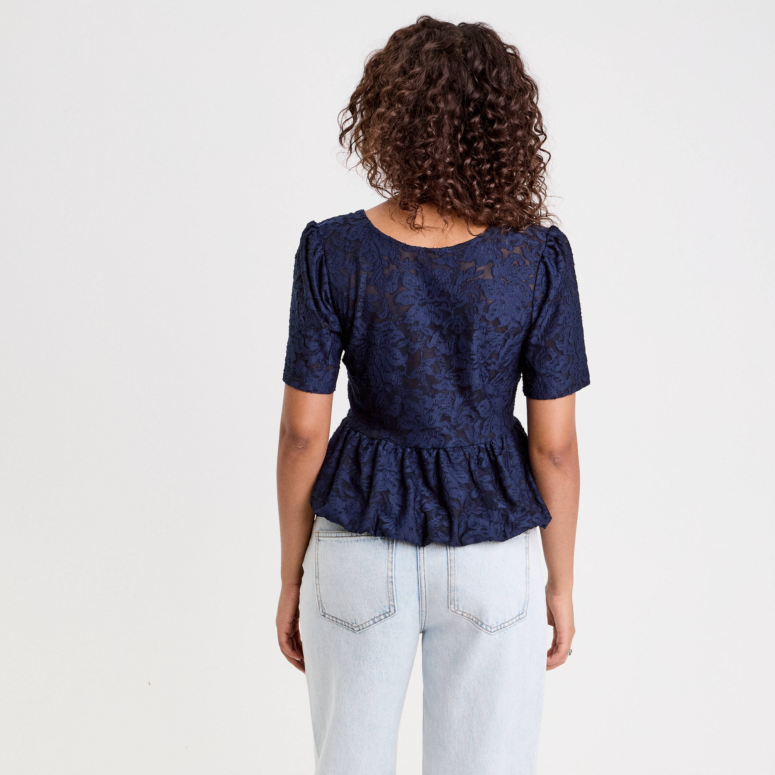 blouse manches courtes bleu fonce femme Blouse manches courtes bleu foncé femme