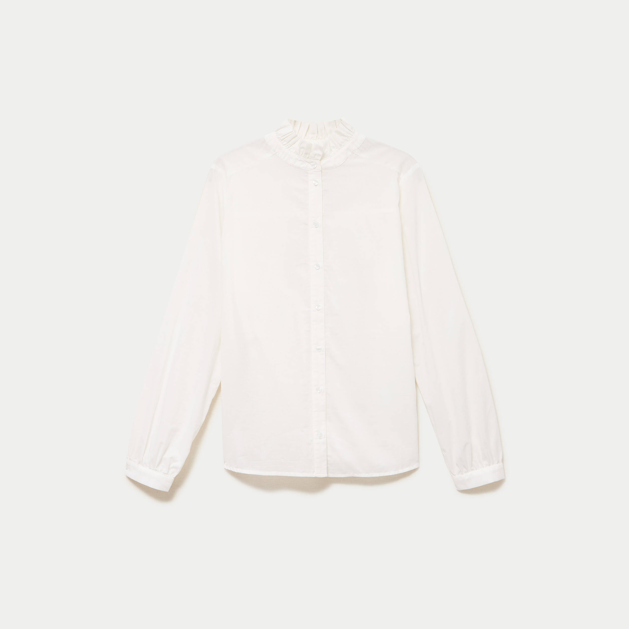 Chemise col montant manches longues ecru femme