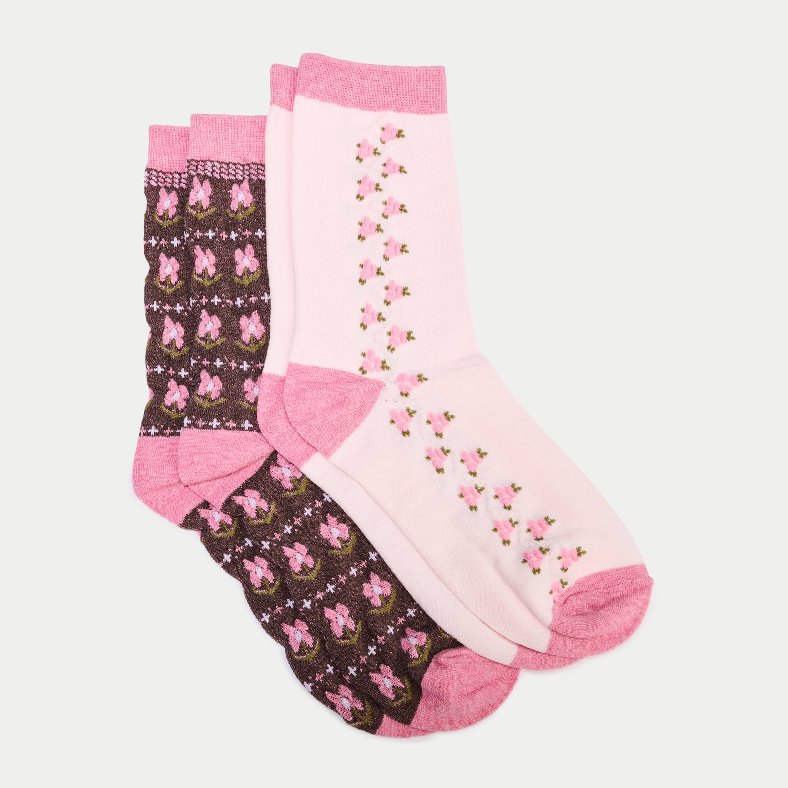 Lot 2 paires de chaussettes marron fonc&eacute; femme