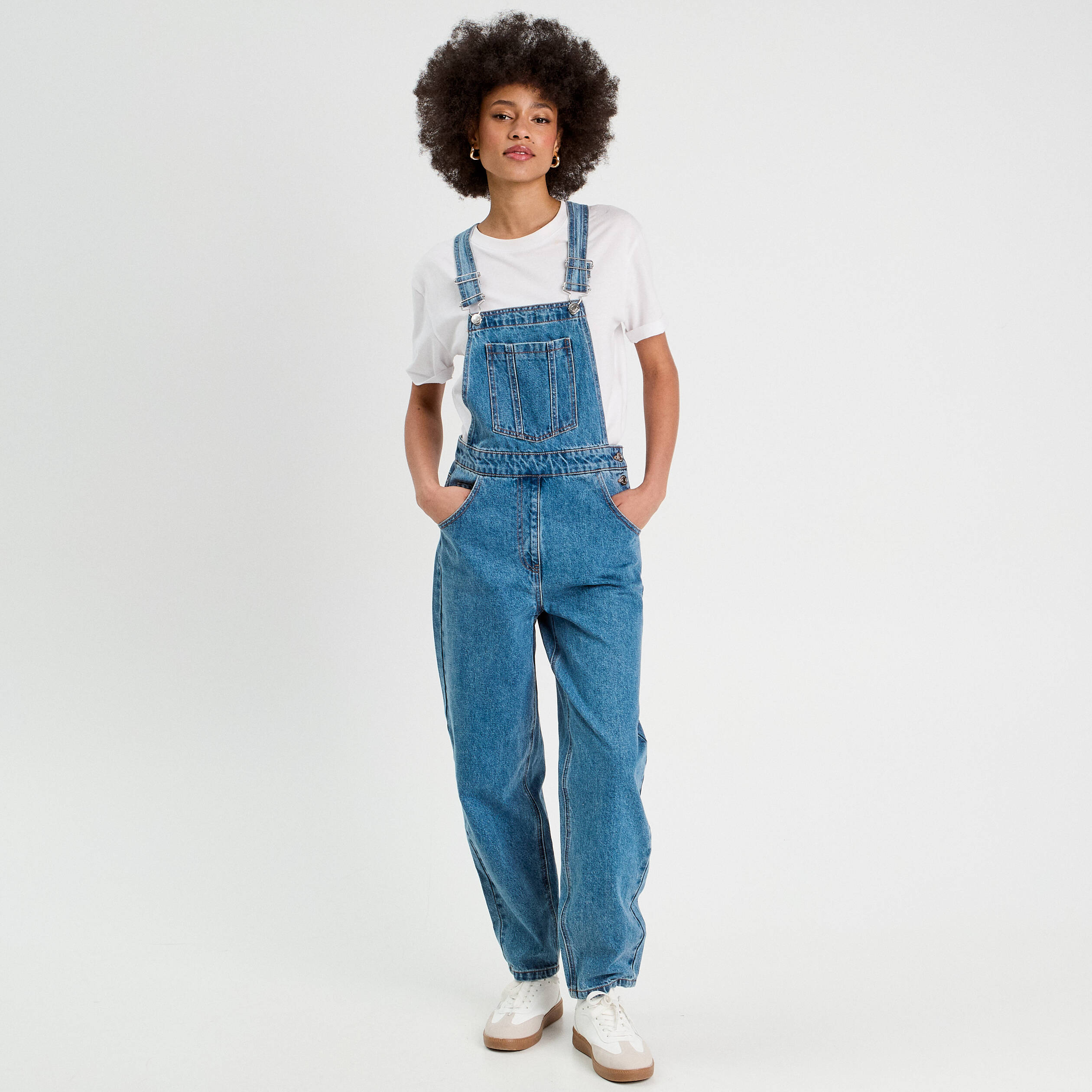 salopette mom en jean denim stone femme Salopette mom en jean denim stone femme