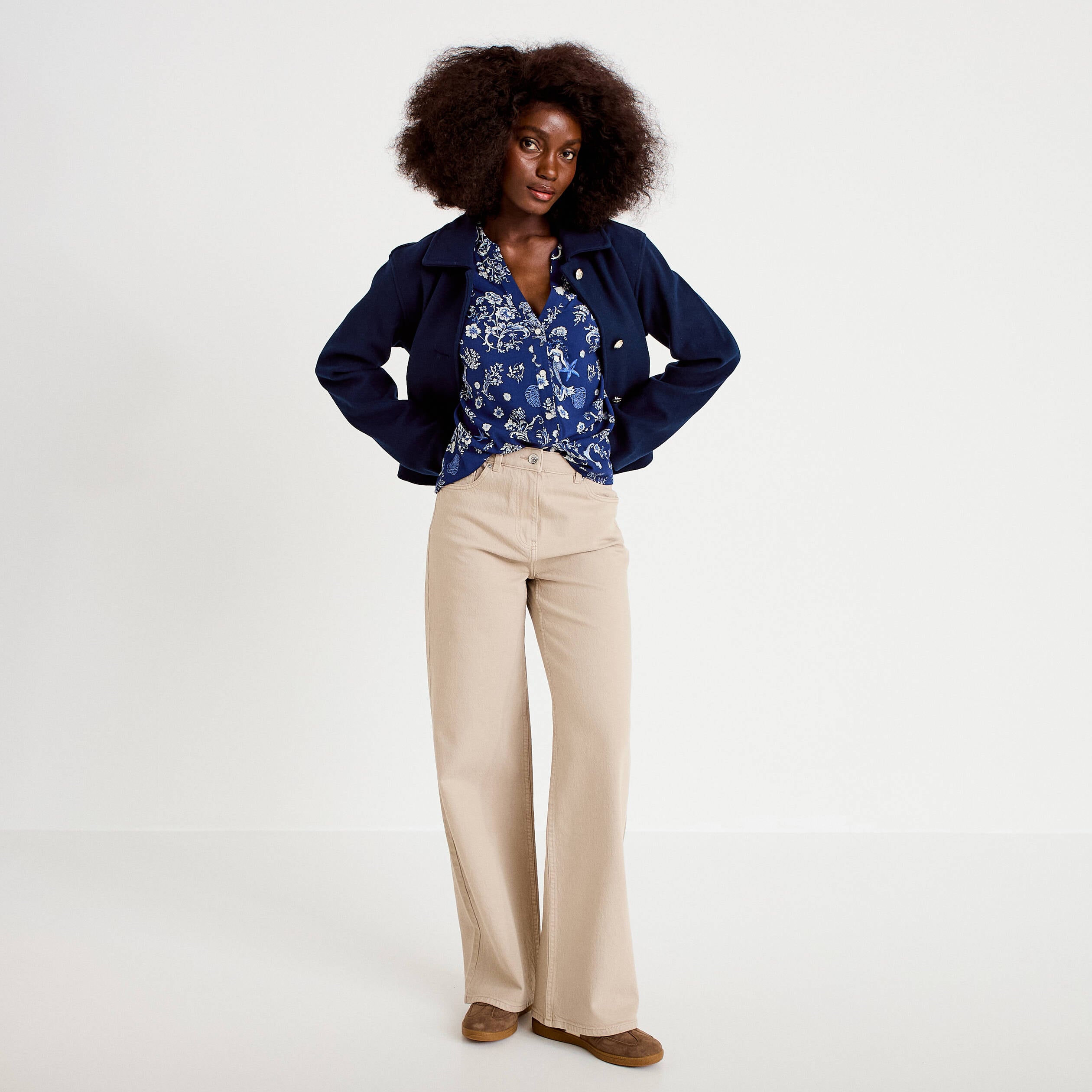 Blouse droite bleu marine femme