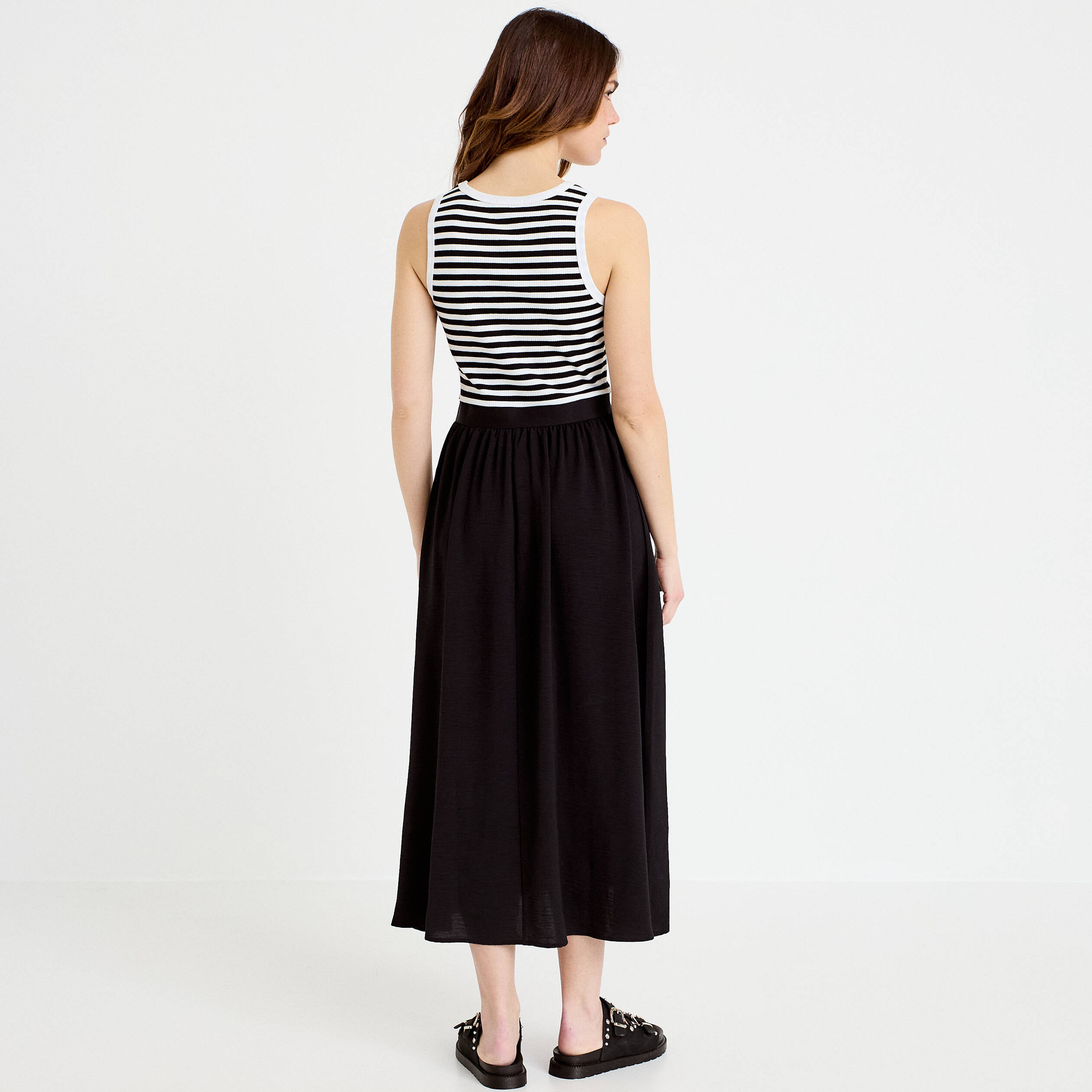 Robe longue effet 2-en-1 bleu marine femme