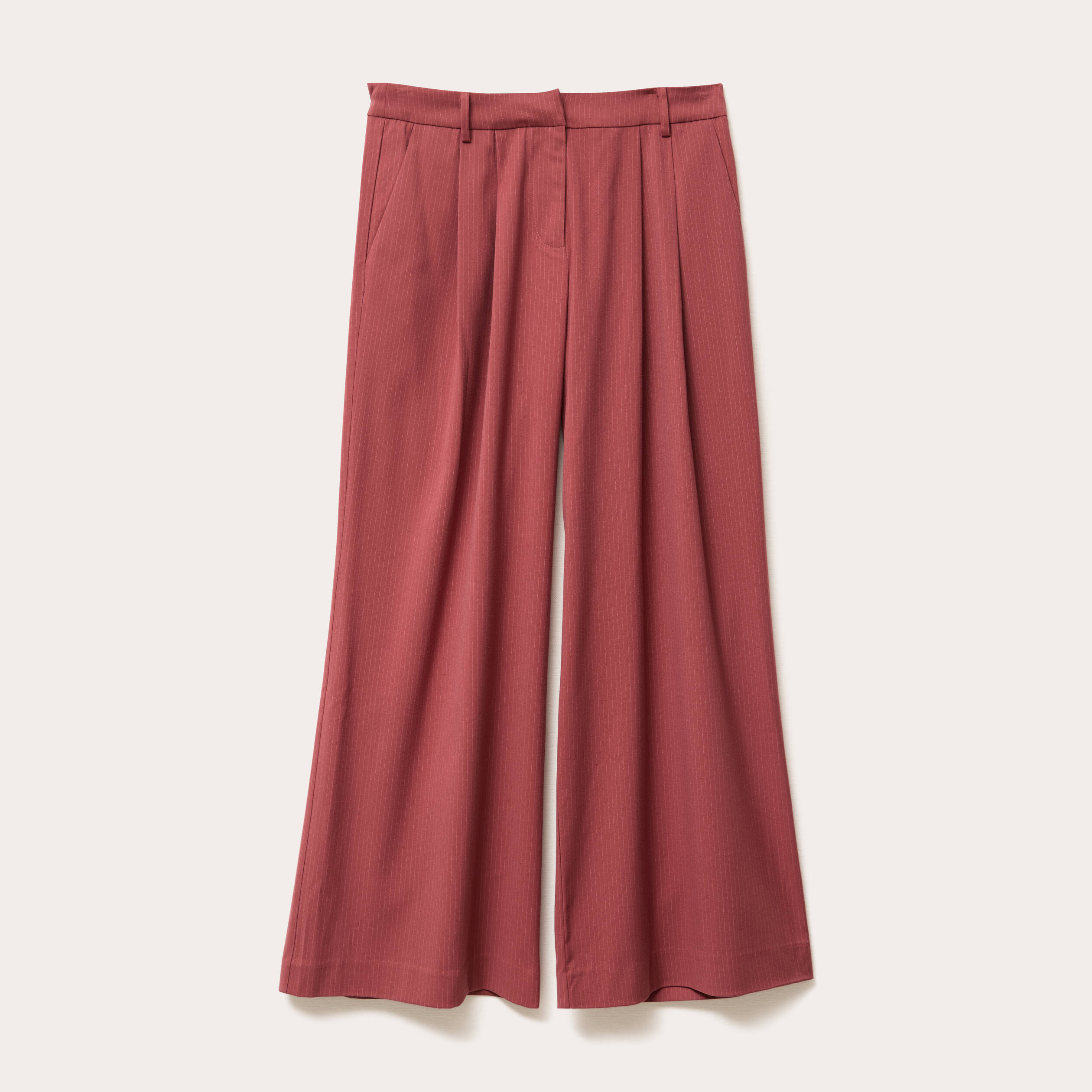 Pantalon large rouge fonc&eacute; femme