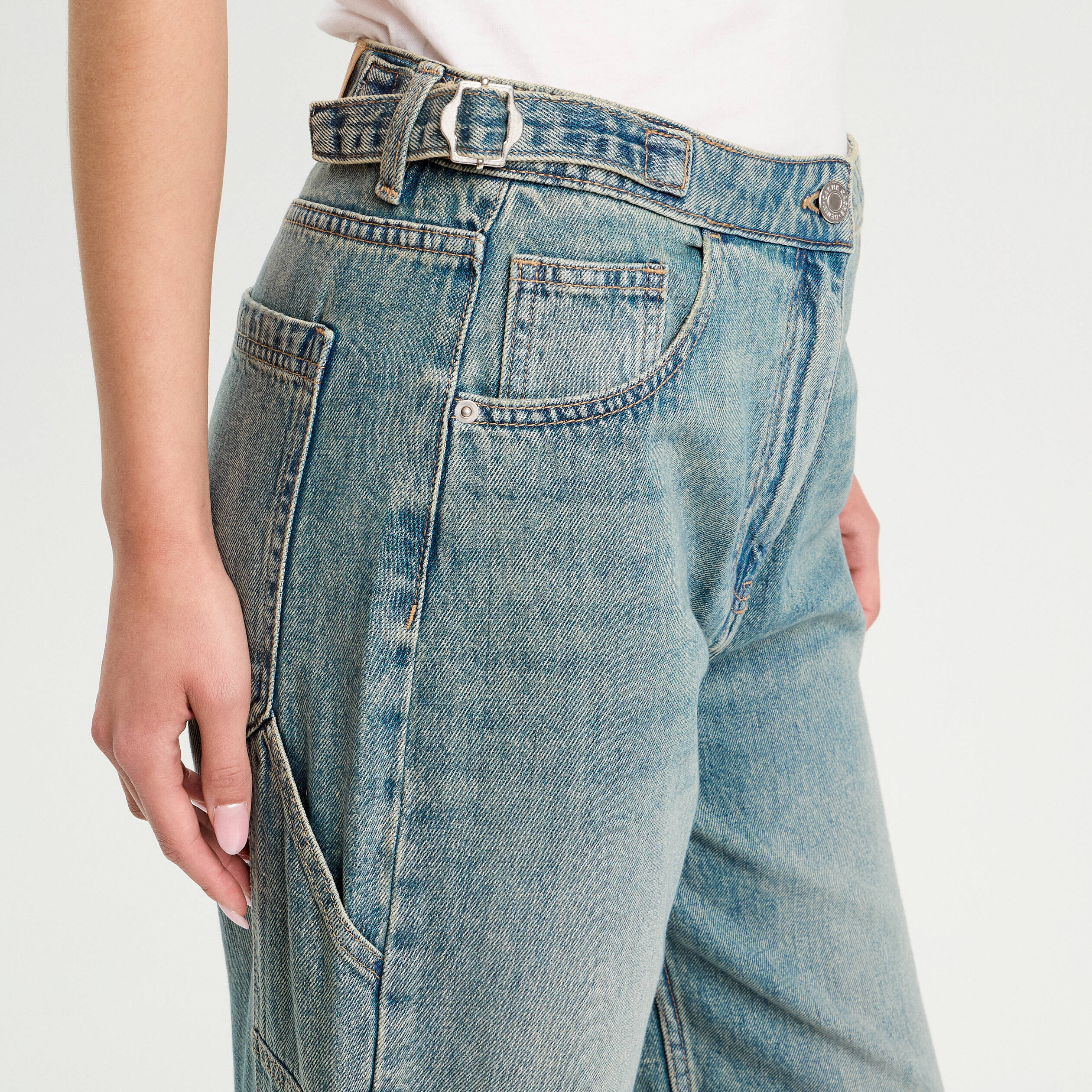 jeans wide leg carpenter denim dirty femme Jeans wide leg carpenter denim dirty femme