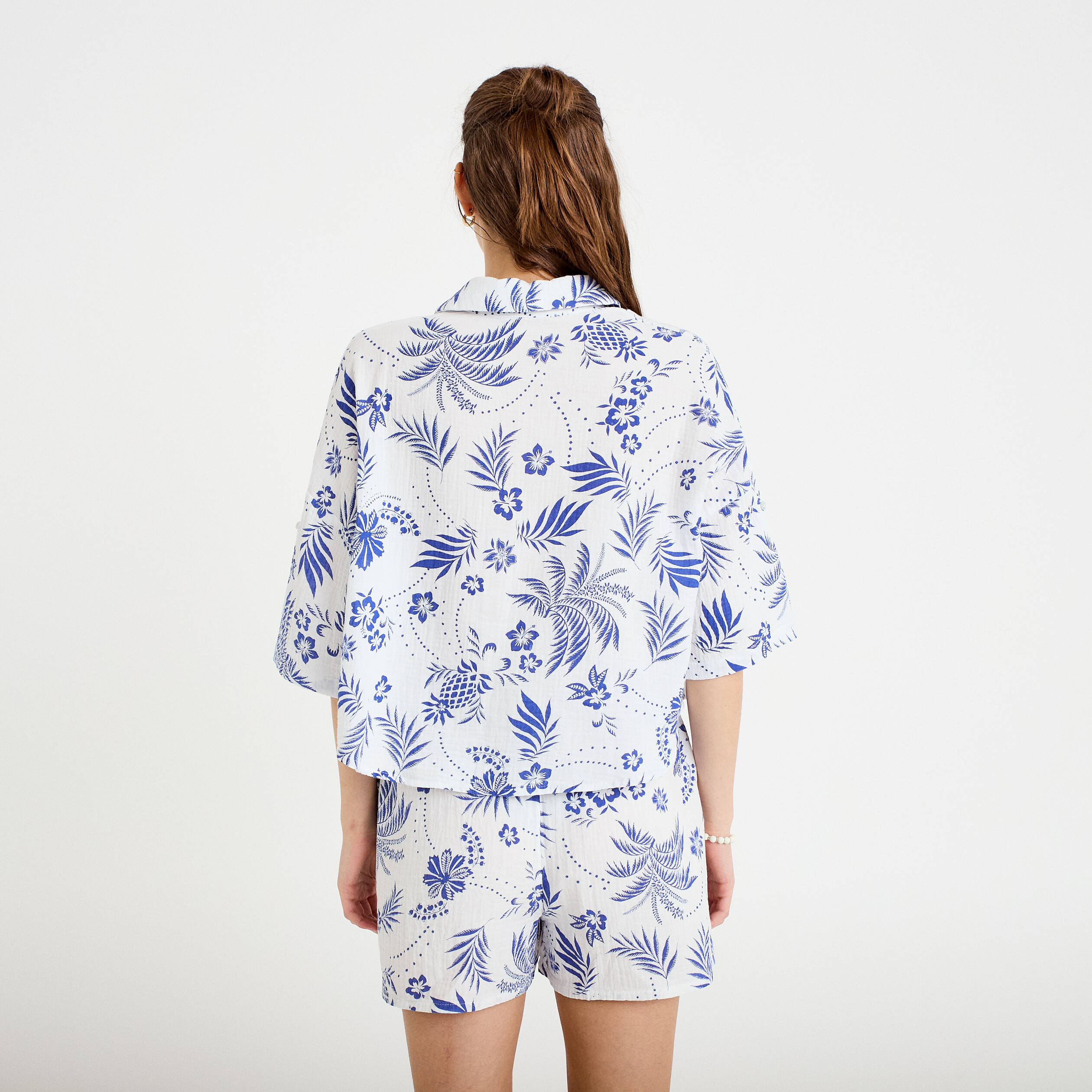 Chemise manches 3/4 blanc femme